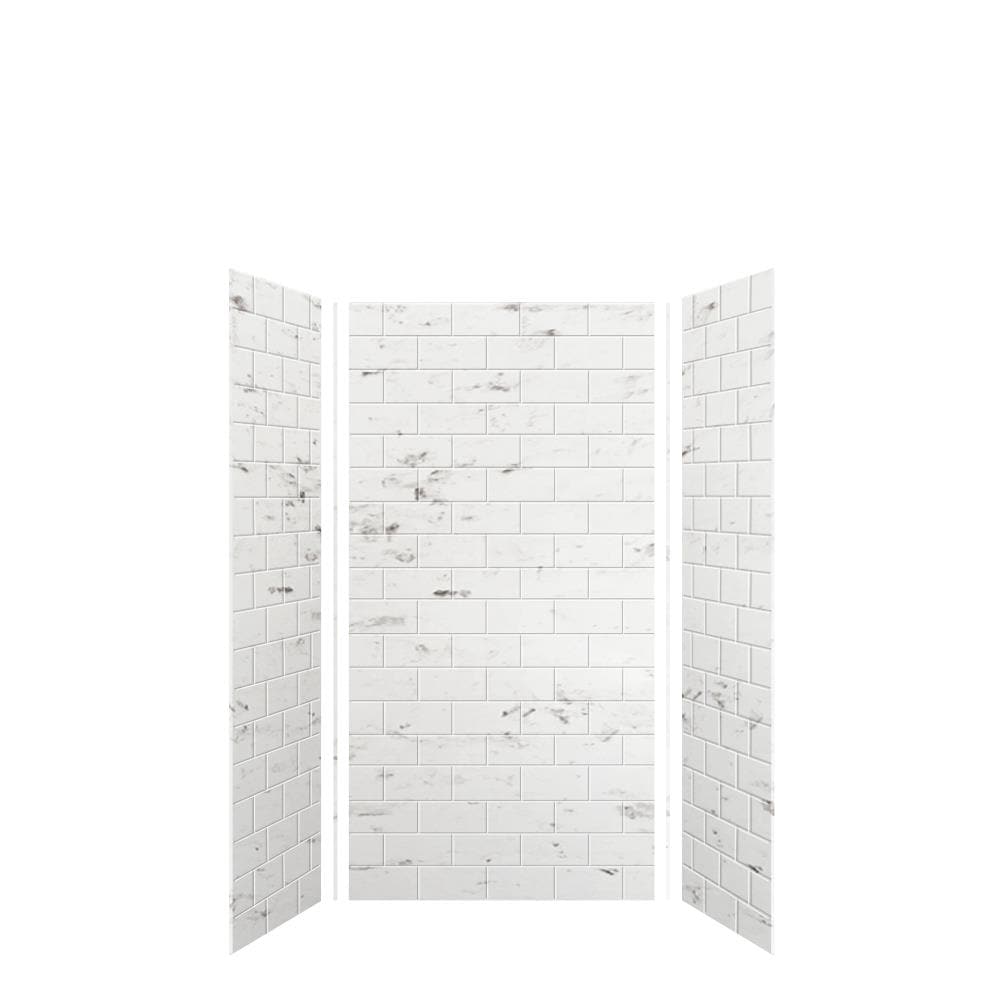 Kit de panel de ducha en alcoba de 3 piezas Transolid SaraMar Blanco Venito 3.0 de 36 pulgadas de ancho x 36 pulgadas de profundidad x 72 pulgadas de altura SWK363672-47