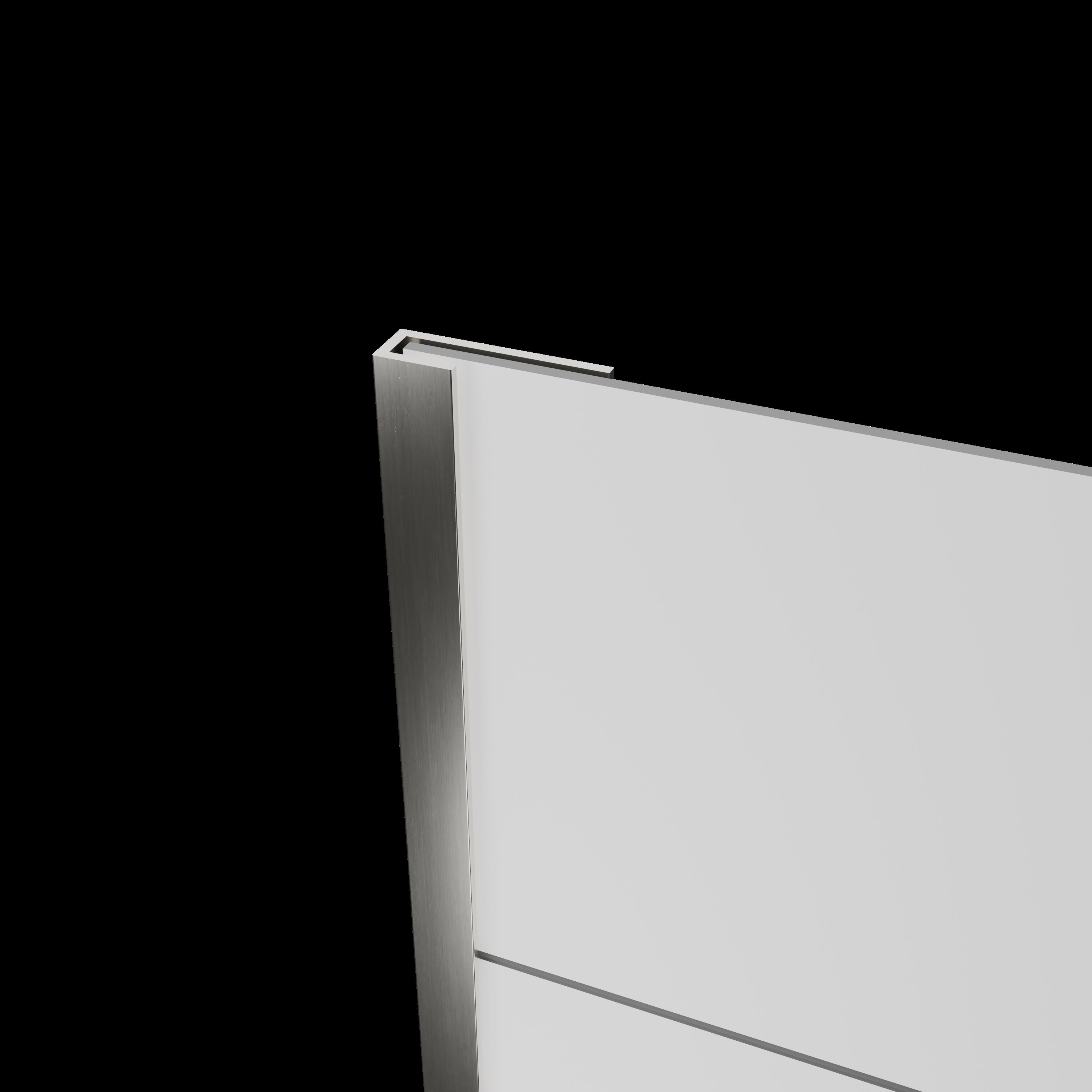 Revestimiento de pared para regadera en alcoba de 3 piezas con adherencia de pegamento, color gris y acabado en níquel cepillado, de 60 pulgadas de ancho x 36 pulgadas de profundidad x 80 pulgadas de alto, con junta de bloque FlexStone.