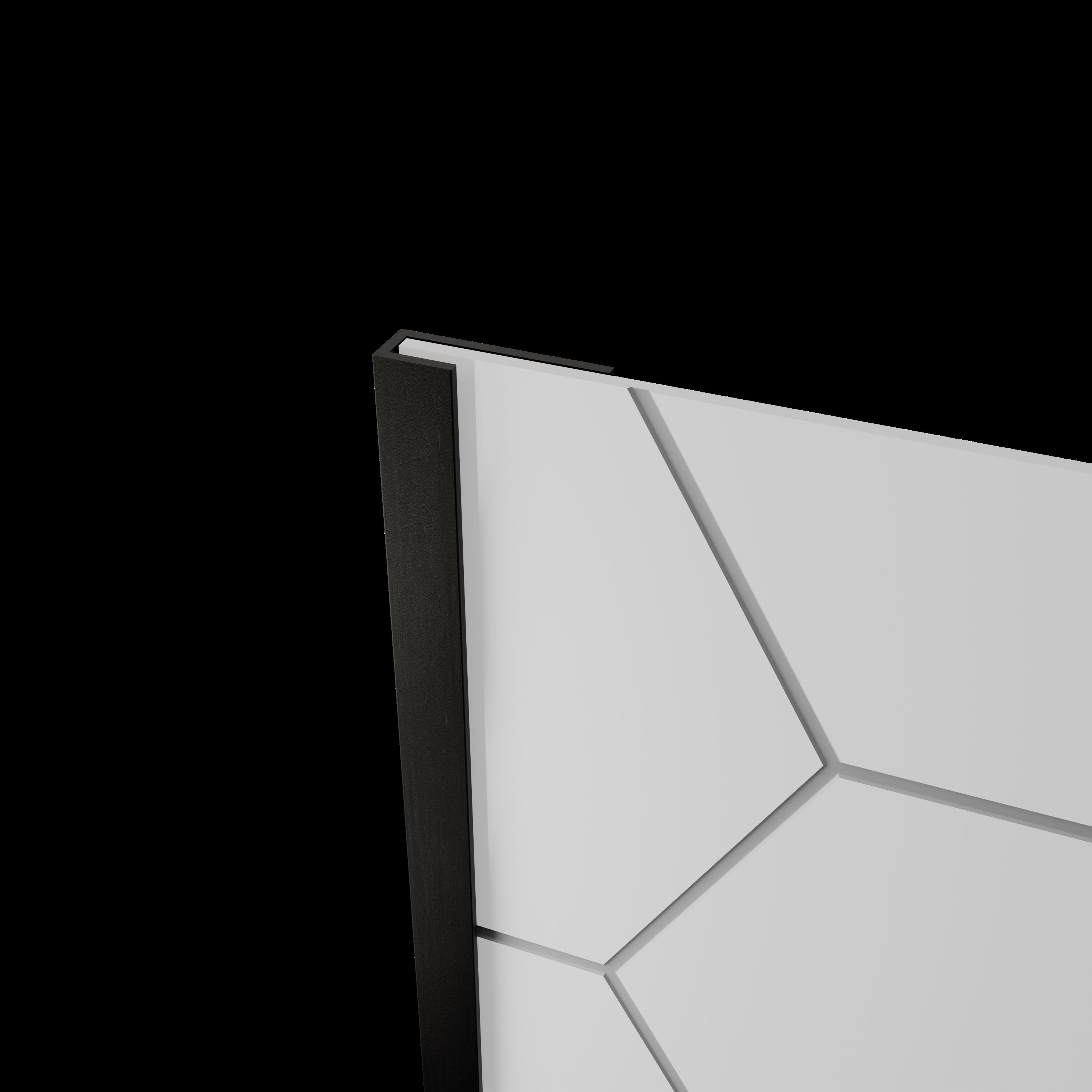 Revestimiento de pared para regadera en alcoba de 3 piezas con pegado, gris con detalles hexagonales y ribetes negros FlexStone de 60 pulgadas de ancho x 36 pulgadas de profundidad x 80 pulgadas de altura