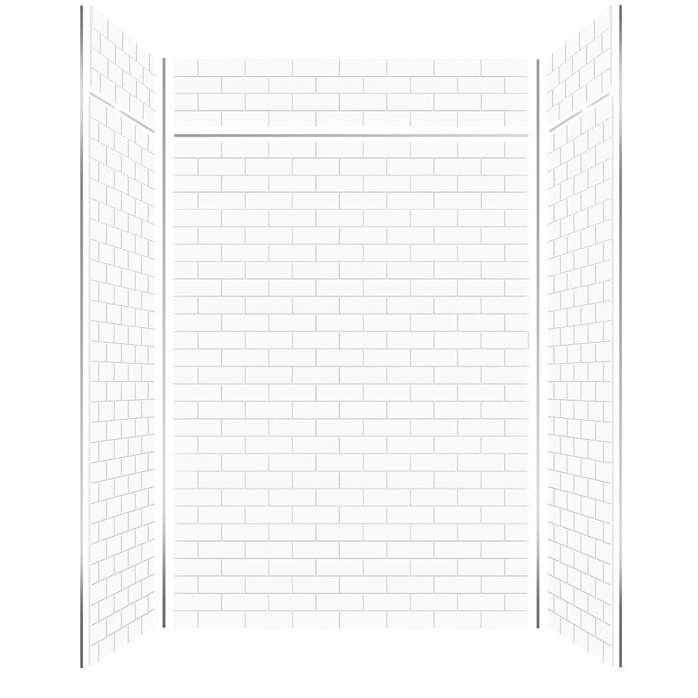 Kit de panel de ducha encajonado Transolid Prodigy 60 pulgadas de ancho x 36 pulgadas de profundidad x 96 pulgadas de alto Blanco/Subway 6.0 piezas para pegar PWKX60368412-131