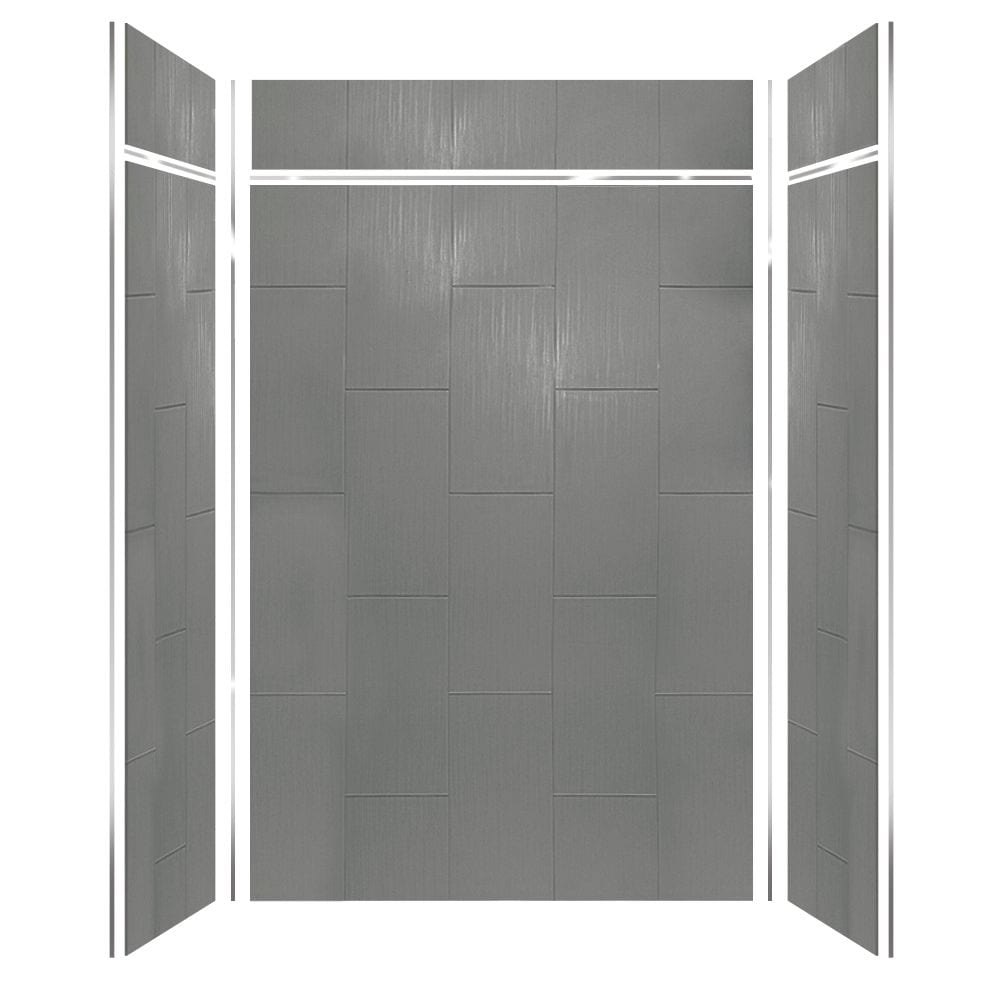 Kit de panel de ducha en ángulo alcoba Transolid Prodigy 60 pulgadas de ancho x 36 pulgadas de profundidad x 96 pulgadas de altura en gris oscuro/vertical 6.0 piezas para pegar PWKX60368412-240
