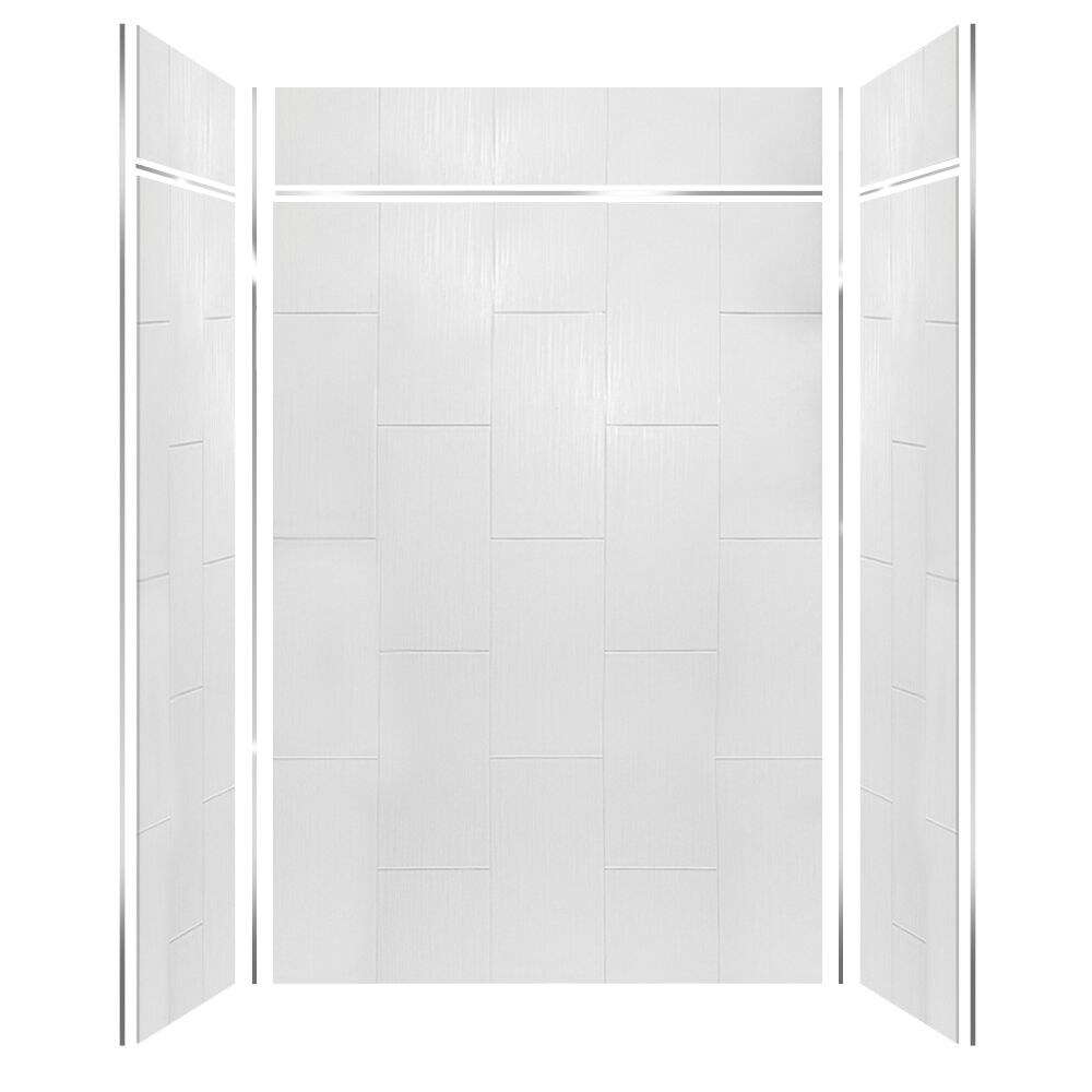 Kit de panel de ducha para nicho de 6.0 piezas Transolid Prodigy de 60 pulgadas de ancho x 36 pulgadas de profundidad x 96 pulgadas de altura en blanco/vertical PWKX60368412-231