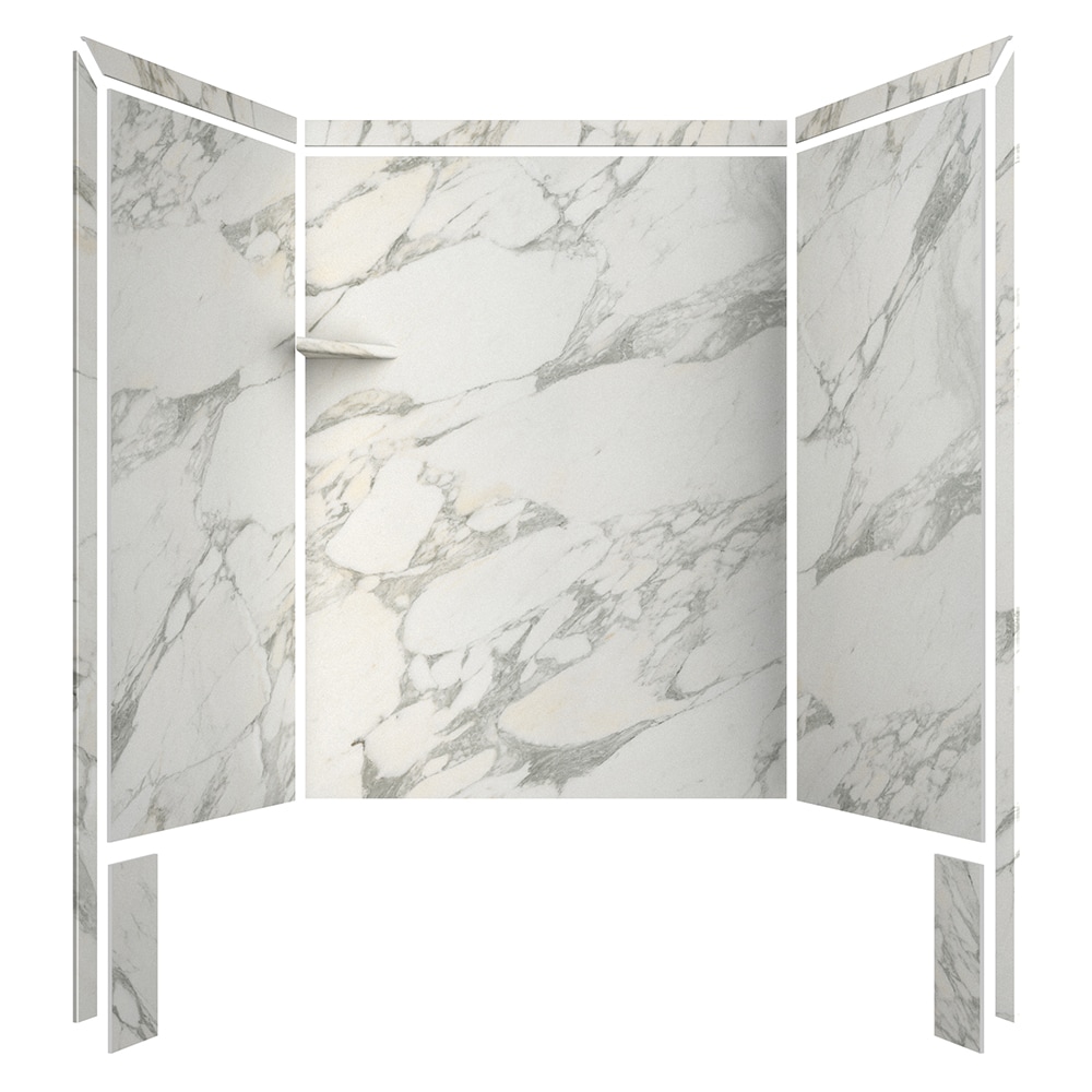 Revestimiento de pared para regadera en alcoba FlexStone Royale 60 pulgadas de ancho x 36 pulgadas de profundidad x 80 pulgadas de altura con acabado Calcuta Gold 3.0 piezas - SSK60367831CG
