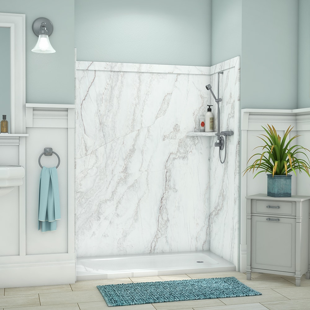Revestimiento de pared para regadera encofrado de Calypso 3.0 de FlexStone Royale de 60 pulgadas de ancho x 36 pulgadas de profundidad x 80 pulgadas de alto.