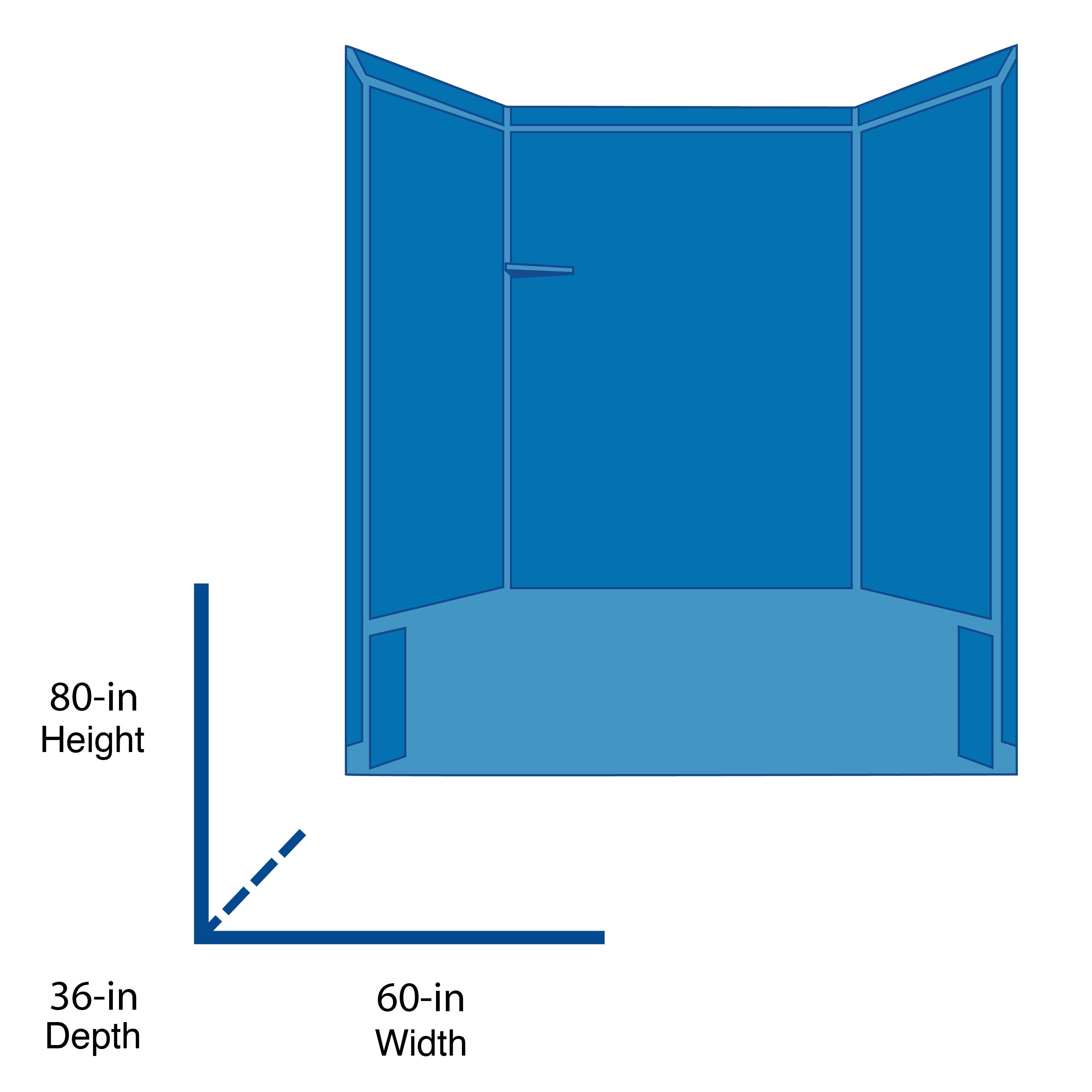Revestimiento de pared para regadera encofrado de Calypso 3.0 de FlexStone Royale de 60 pulgadas de ancho x 36 pulgadas de profundidad x 80 pulgadas de alto.