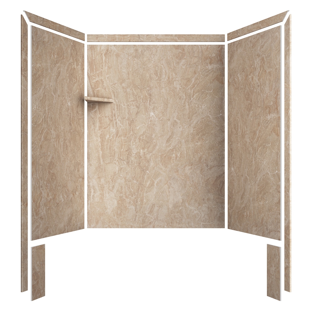 Muro de ducha empotrable FlexStone Royale de 60 pulgadas de ancho x 36 pulgadas de profundidad x 80 pulgadas de altura en Marfil de Alaska de 3 piezas.