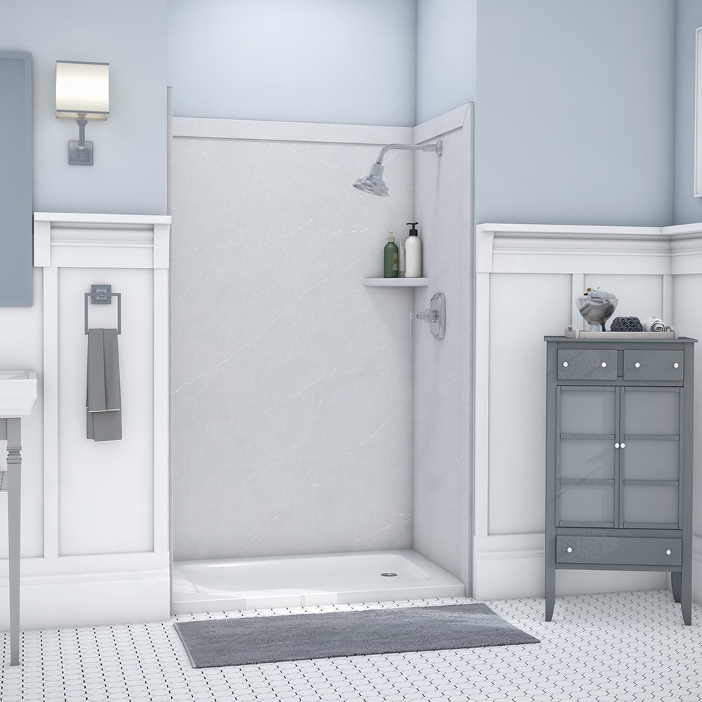 Revestimiento para pared de ducha FlexStone Elegance 3 piezas 48 pulgadas de ancho x 36 pulgadas de profundidad x 80 pulgadas de altura en color Sal Marina 3.0