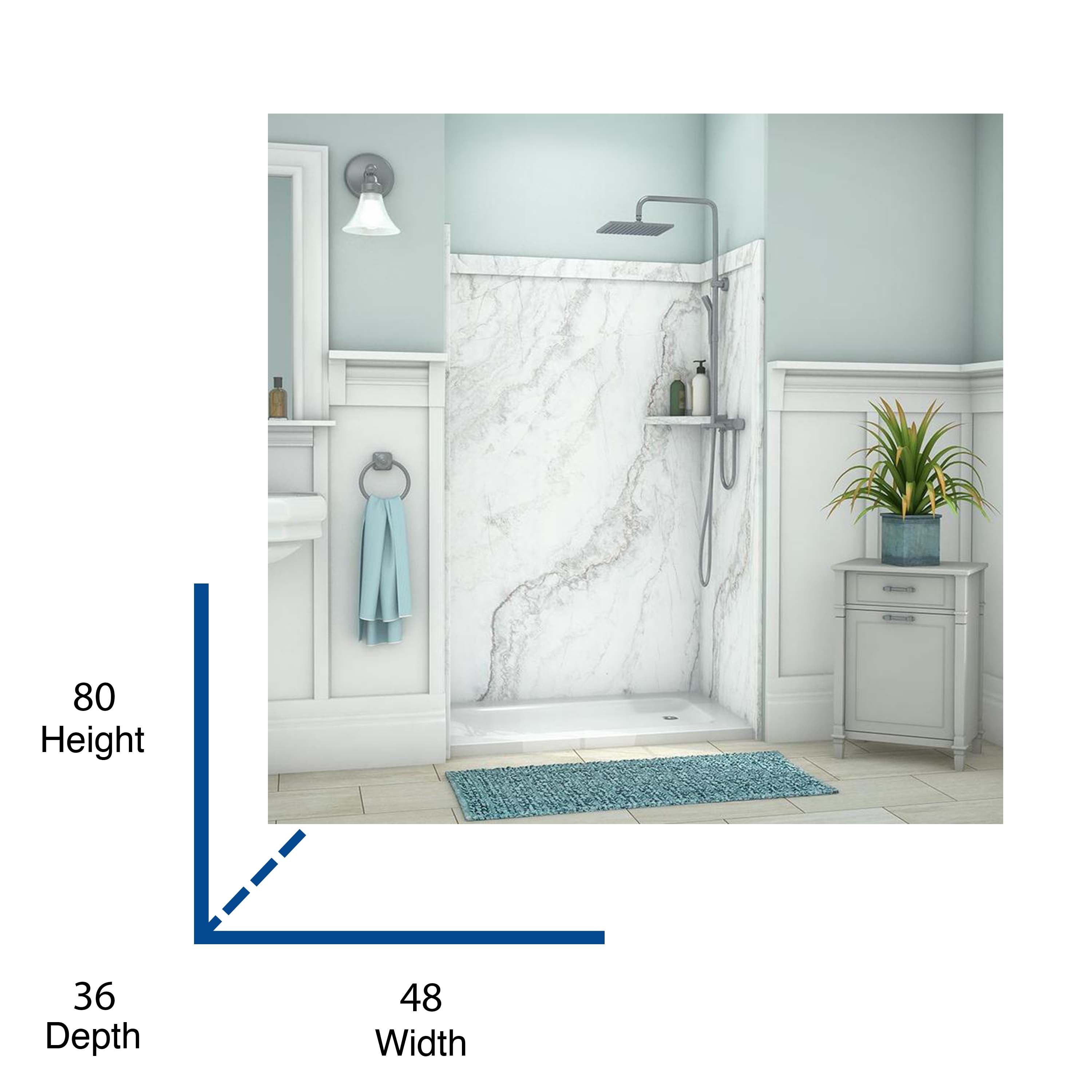 Recubrimiento de pared para ducha alcoba FlexStone Elegance 3 Calypso 3.0 de 48 pulgadas de ancho x 36 pulgadas de profundidad x 80 pulgadas de altura