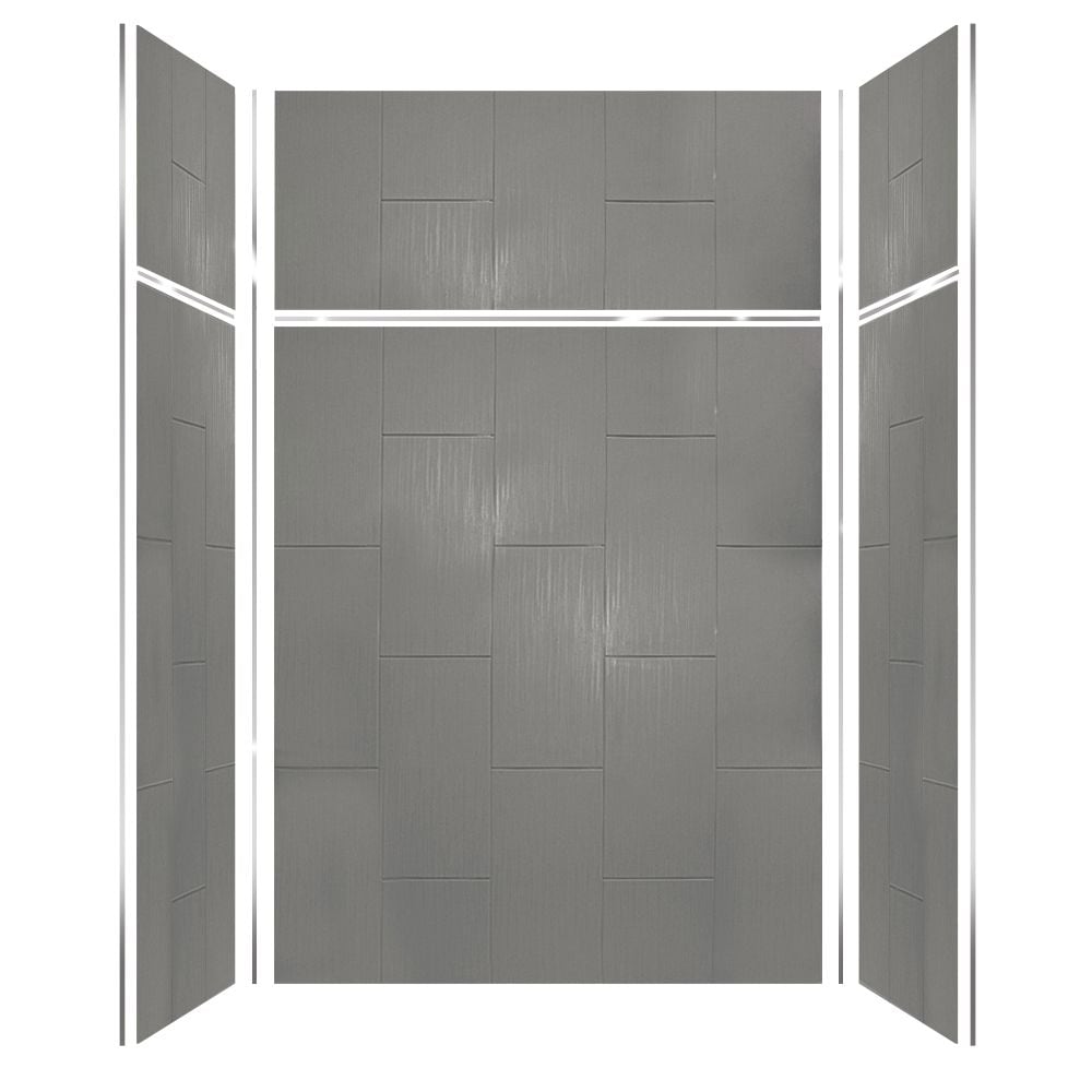 Kit de panel de ducha de alcoba Transolid Prodigy de 60 pulgadas de ancho x 36 pulgadas de profundidad x 96 pulgadas de altura en gris oscuro/Vertical 6.0 piezas para pegar PWKX60367224-240.