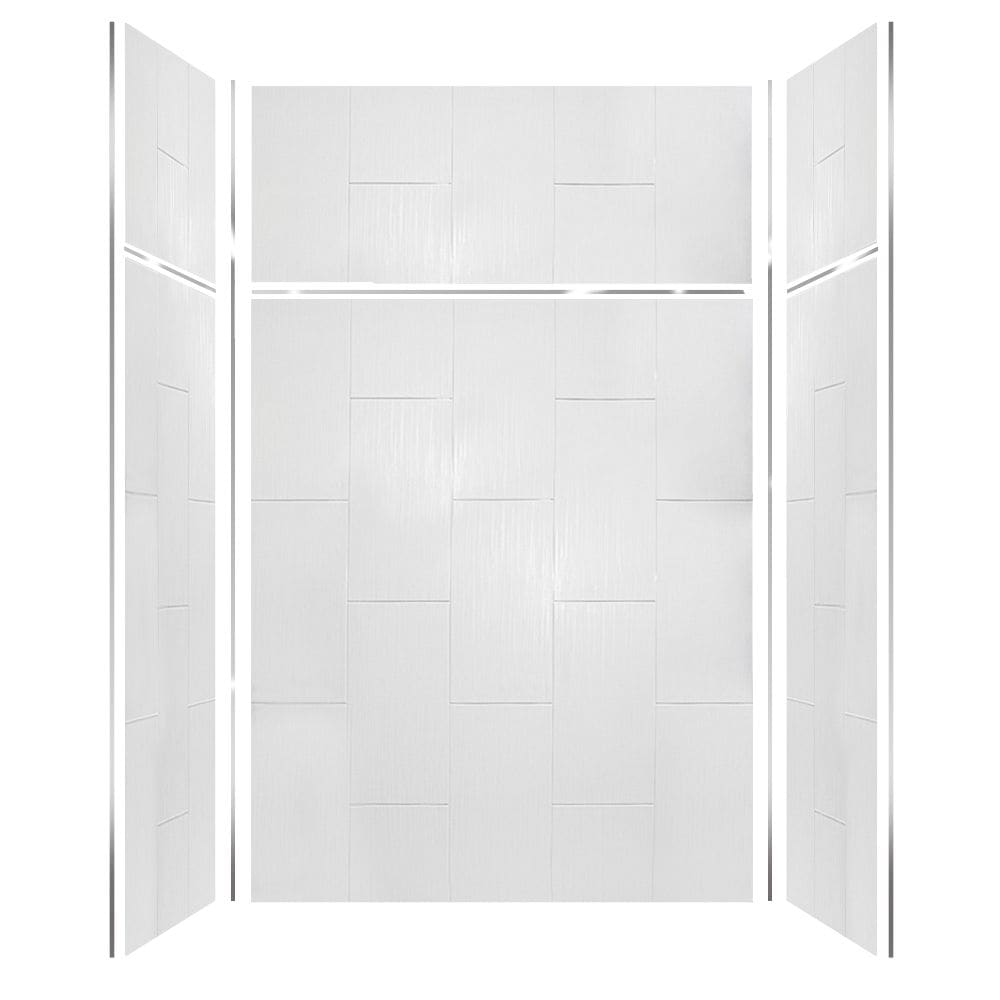 Kit de panel de ducha para alcoba Transolid Prodigy 60 pulgadas de ancho x 36 pulgadas de profundidad x 96 pulgadas de altura en blanco/vertical 6.0 piezas para pegar PWKX60367224-231