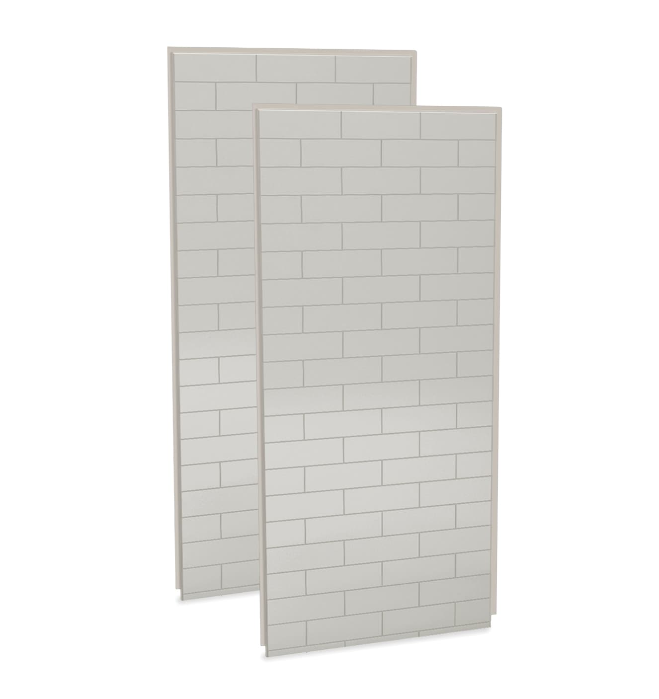 Panel de pared de esquina para ducha directa a tablero MAAX Utile de 36 pulg. de ancho x 1.13 pulg. de profundidad x 80 pulg. de altura en color gris suave Metro 2 piezas 103378-301-500-000