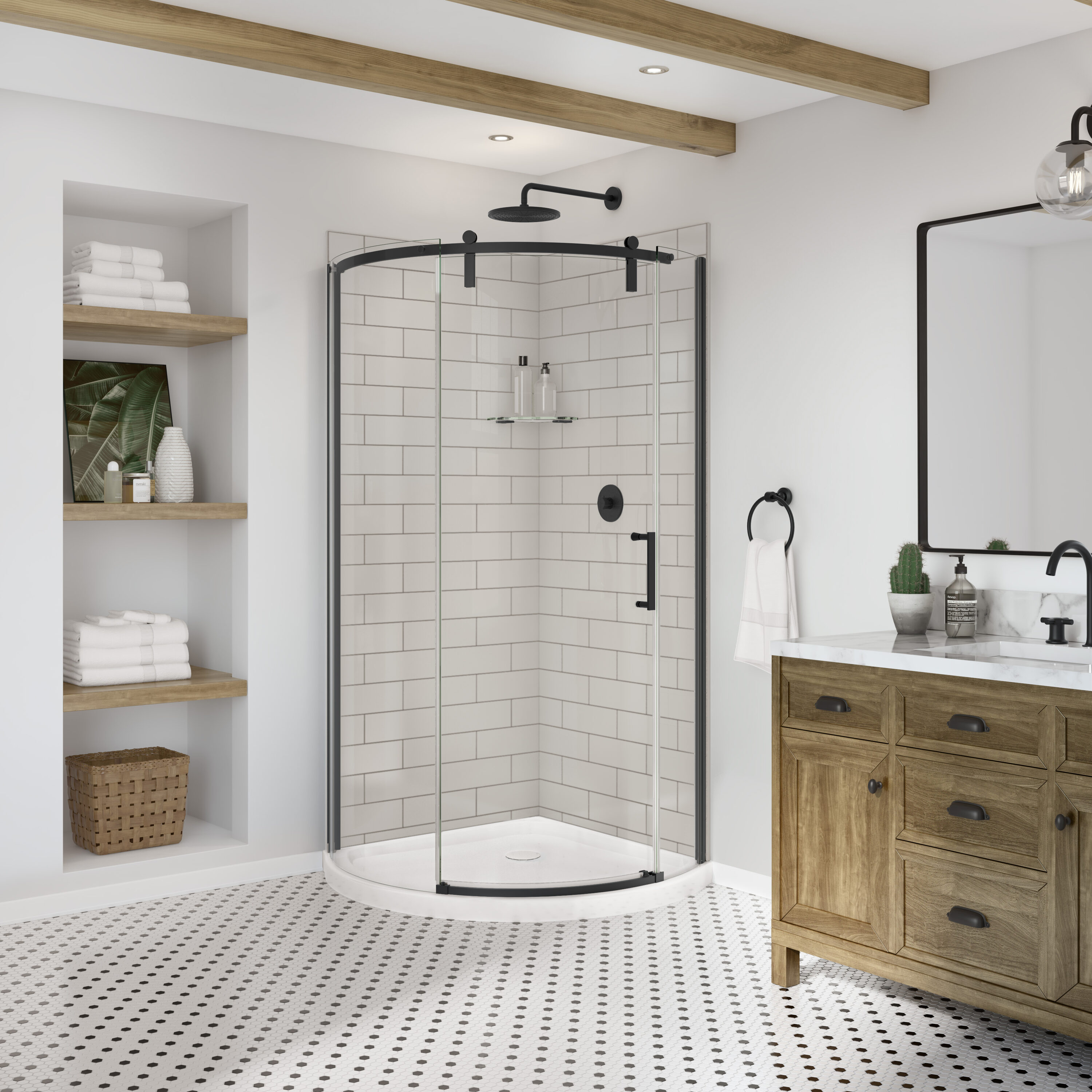 Panel de pared de esquina para ducha directa a tablero MAAX Utile de 36 pulg. de ancho x 1.13 pulg. de profundidad x 80 pulg. de altura en color gris suave Metro 2 piezas 103378-301-500-000