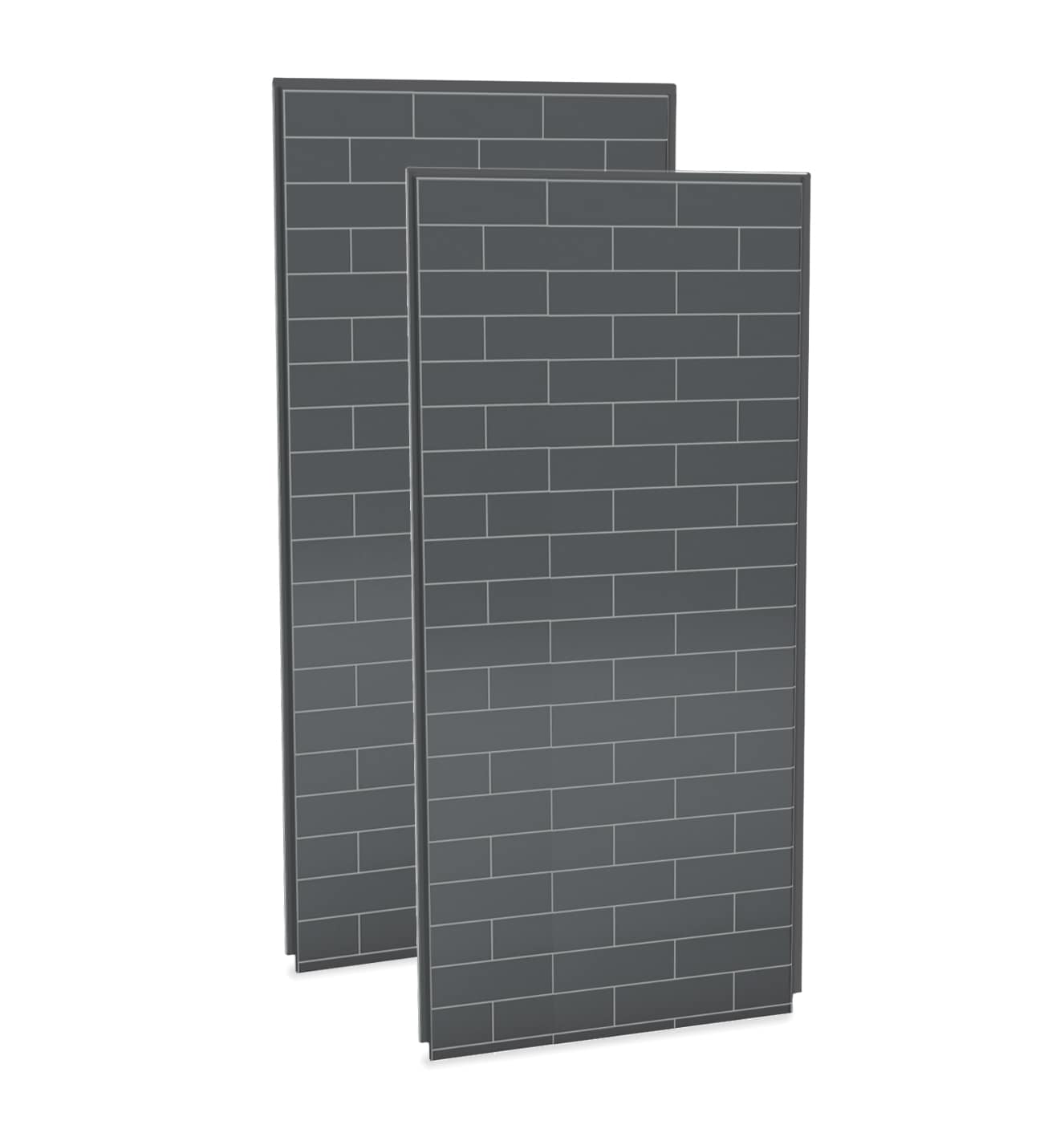 Panel de pared de esquina para ducha MAAX Utile de 36 pulgadas de ancho x 1.13 pulgadas de profundidad x 80 pulgadas de alto en color gris trueno de 2 piezas directo al montante 103378-301-019-000