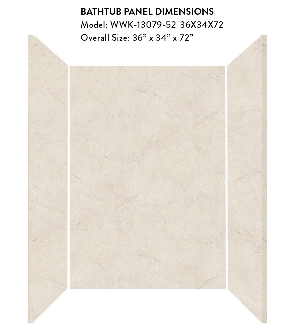 Kit de panel de ducha Vienna Marble 3.0 de 36 pulgadas de ancho x 34 pulgadas de profundidad x 72 pulgadas de altura para empotrar con pegamento Wetwall Wilsonart WWK130795236X34X72.