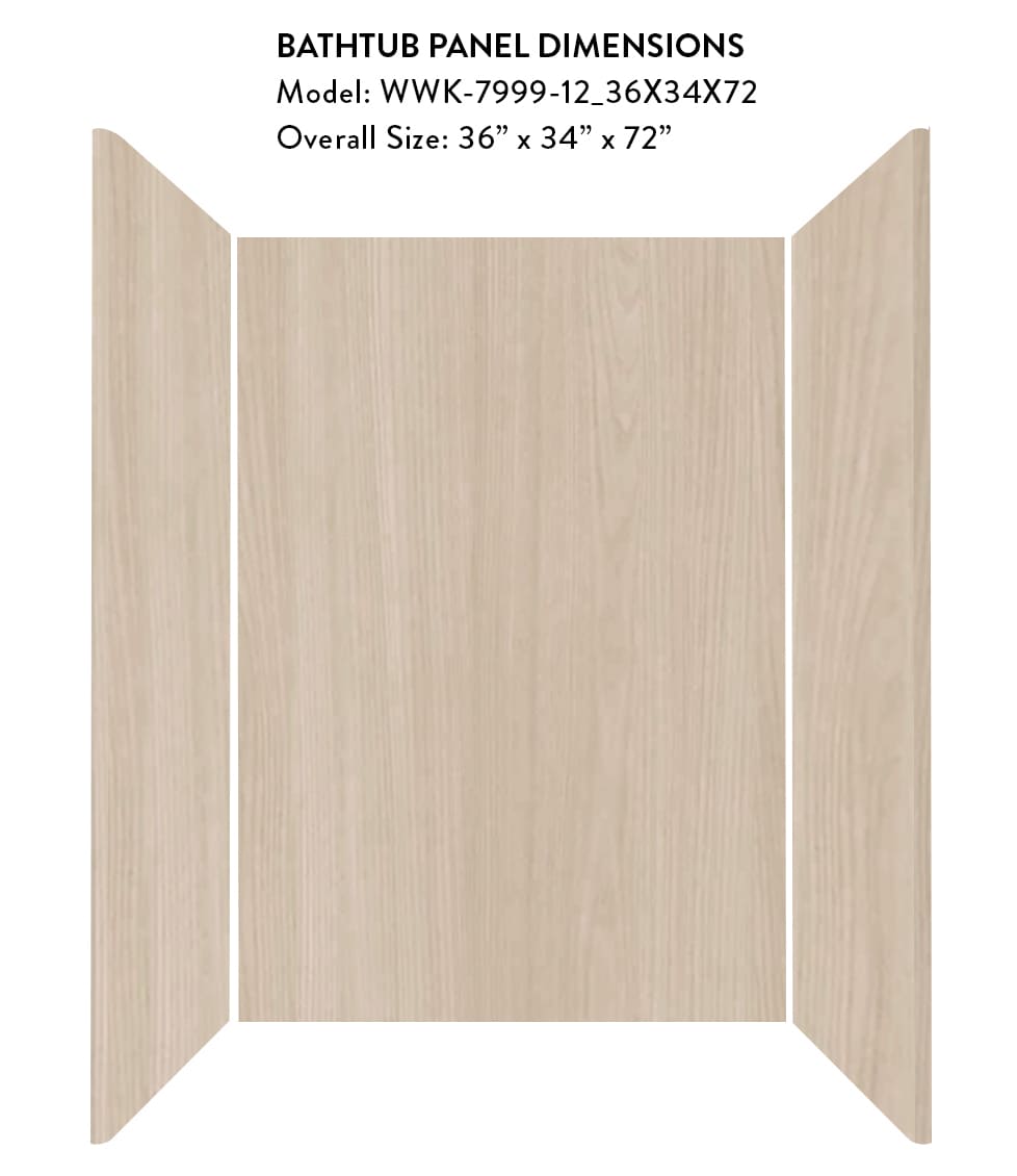 Kit de panel de ducha encajable alcoba de Wetwall Wilsonart de 36 pulgadas de ancho x 34 pulgadas de profundidad x 72 pulgadas de altura en Roble Noruego 3.0 - Pieza WWK79991236X34X72
