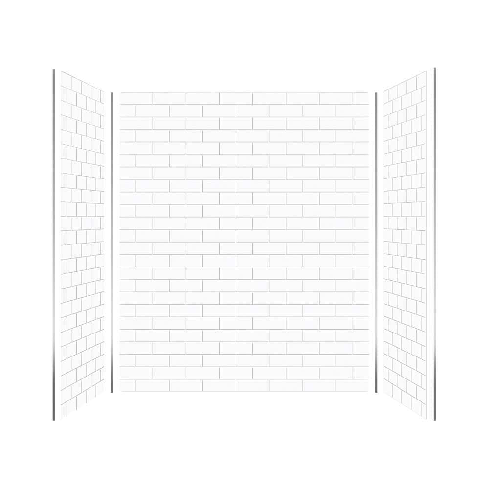 Kit de paneles de ducha para rincón Transolid Prodigy de 60 pulgadas de ancho x 36 pulgadas de profundidad x 72 pulgadas de altura en blanco/Subway 3.0 - 3 piezas de instalación con pegamento PWK603672-131.