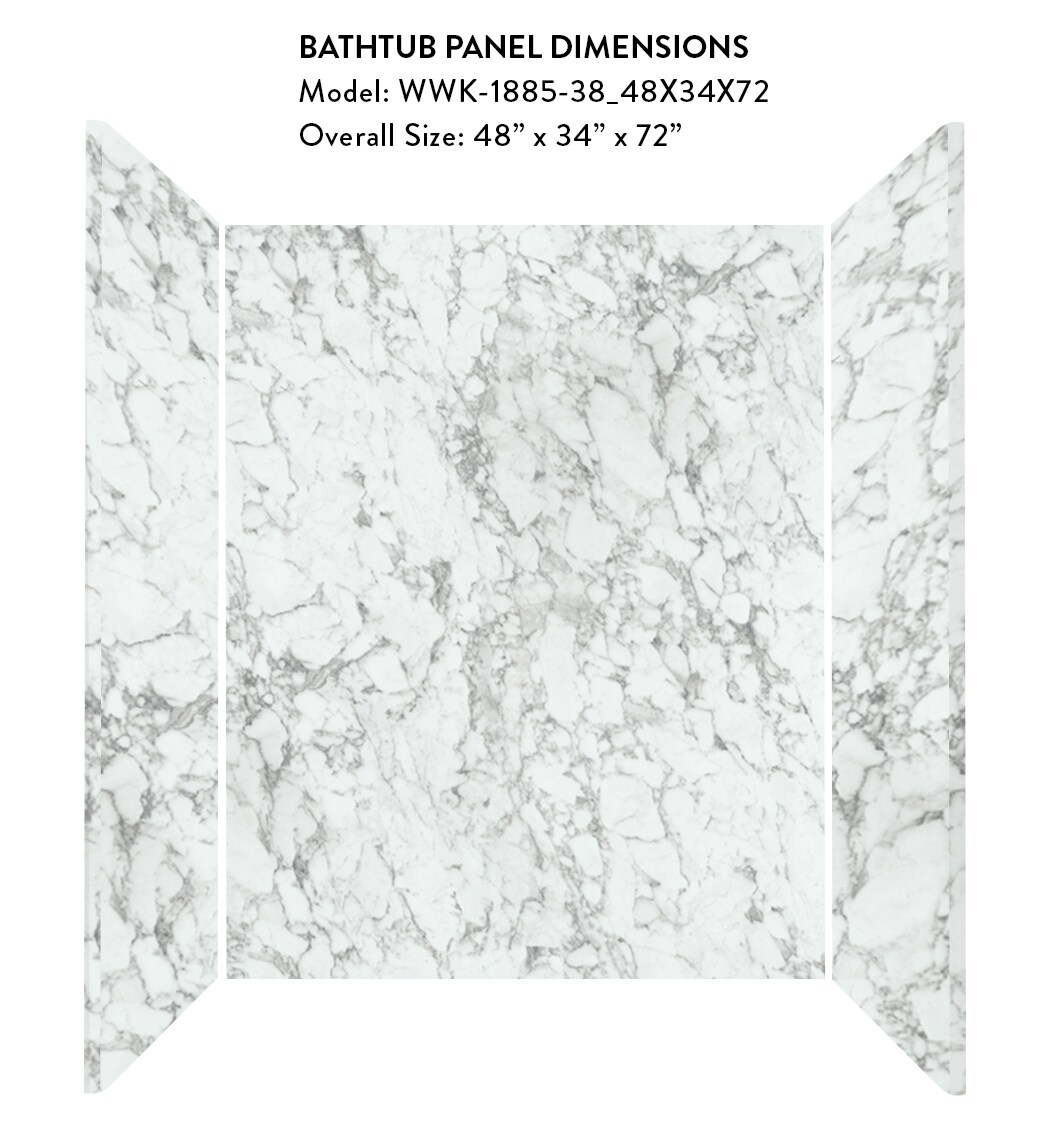 Kit de panel de ducha encajable de alcoba Marmafino 3.0 de 48 pulgadas de ancho x 34 pulgadas de profundidad x 72 pulgadas de alto de Wetwall Wilsonart WWK18853848X34X72