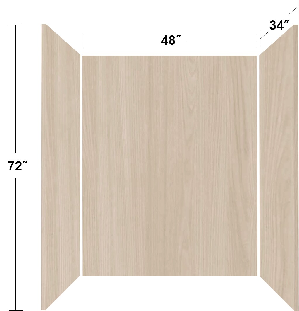 Kit de panel de ducha alcove de Norwegian Elm de 3.0 piezas, de Wetwall Wilsonart, 48 pulgadas de ancho x 34 pulgadas de profundidad x 72 pulgadas de alto WWK79991248X34X72.