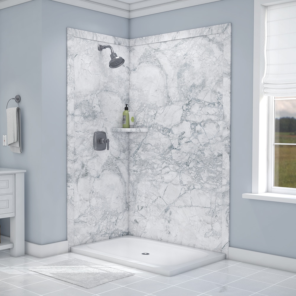 Panel de pared para esquina de ducha "FlexStone Elegance 2" de 48 pulgadas de ancho x 36 pulgadas de profundidad x 80 pulgadas de altura, modelo Everest 2.0 con sistema de pegado - Pieza SSK48367821EV