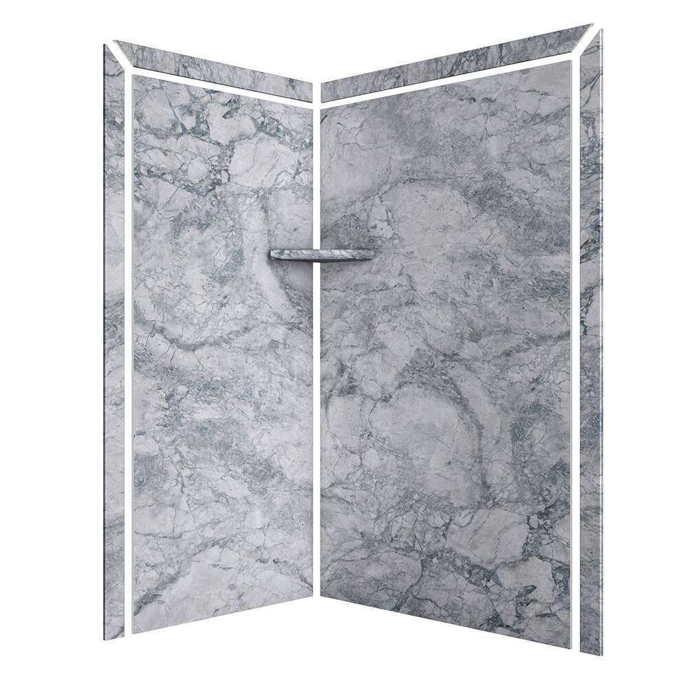 Panel de pared para esquina de ducha "FlexStone Elegance 2" de 48 pulgadas de ancho x 36 pulgadas de profundidad x 80 pulgadas de altura, modelo Everest 2.0 con sistema de pegado - Pieza SSK48367821EV