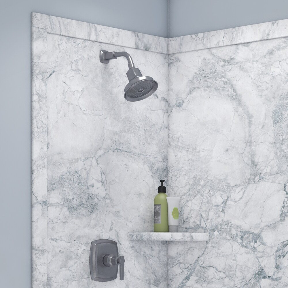 Panel de pared para esquina de ducha "FlexStone Elegance 2" de 48 pulgadas de ancho x 36 pulgadas de profundidad x 80 pulgadas de altura, modelo Everest 2.0 con sistema de pegado - Pieza SSK48367821EV