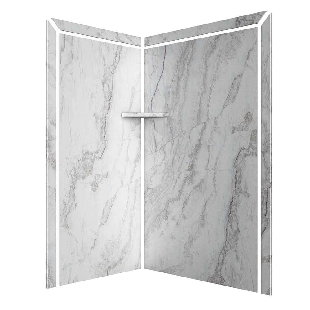 Panel de pared para esquina de ducha Calypso 2.0 de 48 pulgadas de ancho x 36 pulgadas de profundidad x 80 pulgadas de altura, estilo Elegance 2 de FlexStone