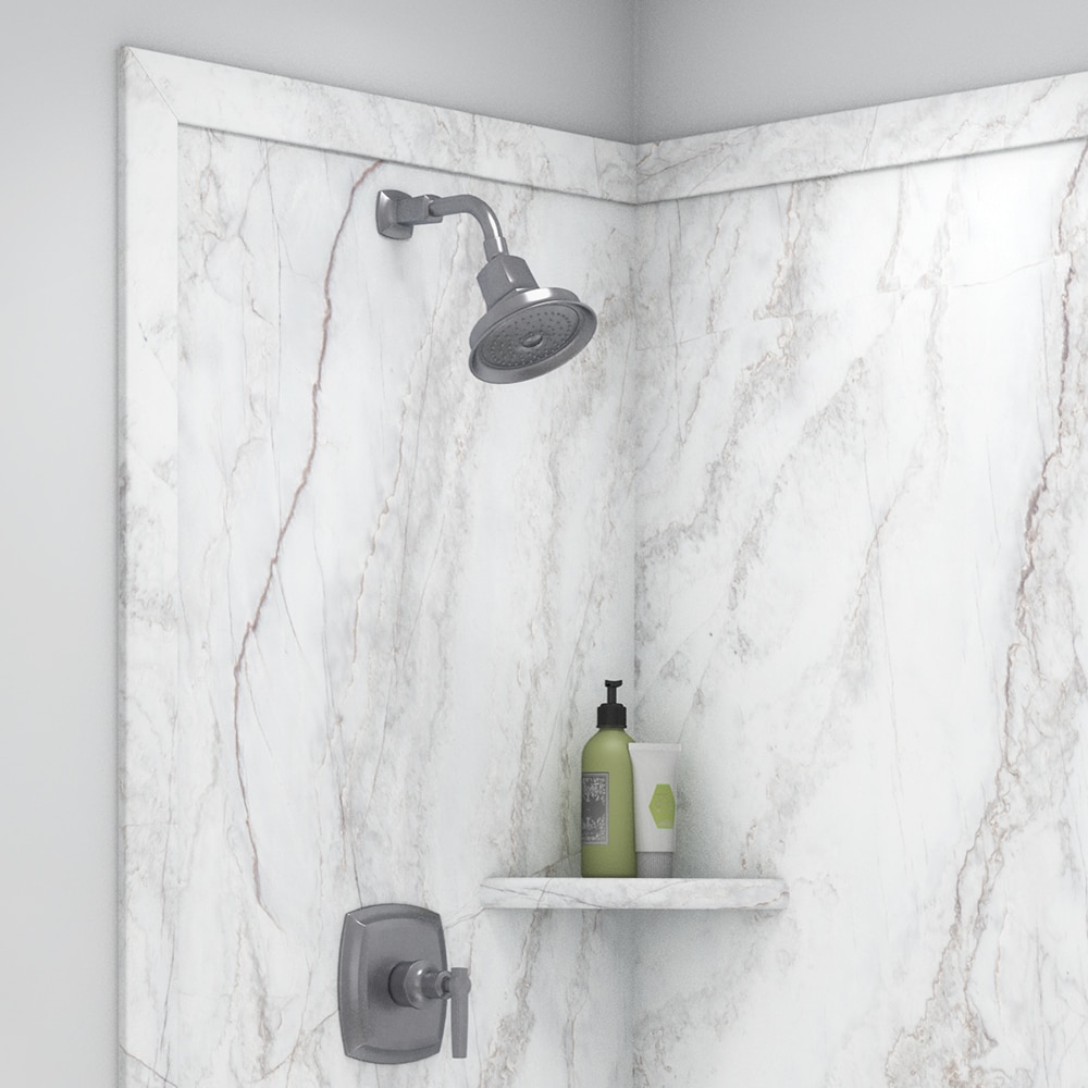 Panel de pared para esquina de ducha Calypso 2.0 de 48 pulgadas de ancho x 36 pulgadas de profundidad x 80 pulgadas de altura, estilo Elegance 2 de FlexStone
