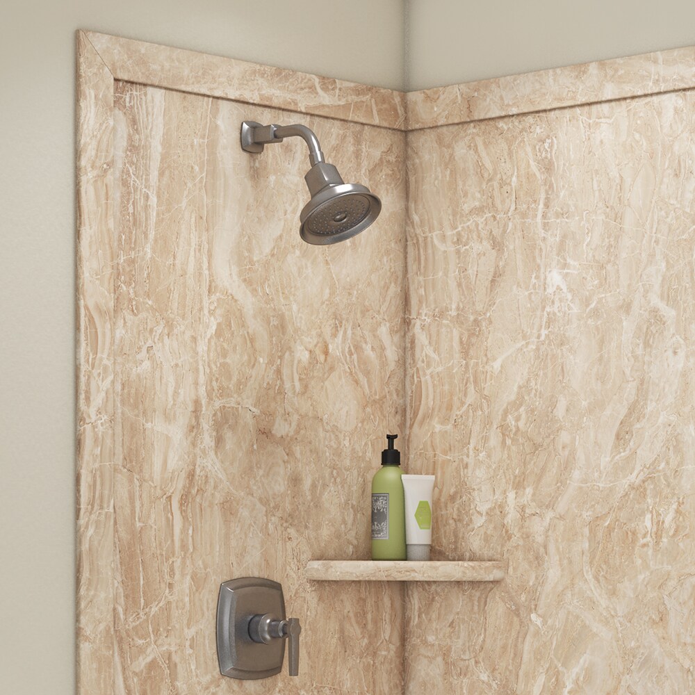 Panel de pared para esquina de ducha FlexStone Elegance 2 48 pulg. de ancho x 36 pulg. de profundidad x 80 pulg. de altura en marfil alaskano 2.0 - Pieza que se pega SSK48367821AI