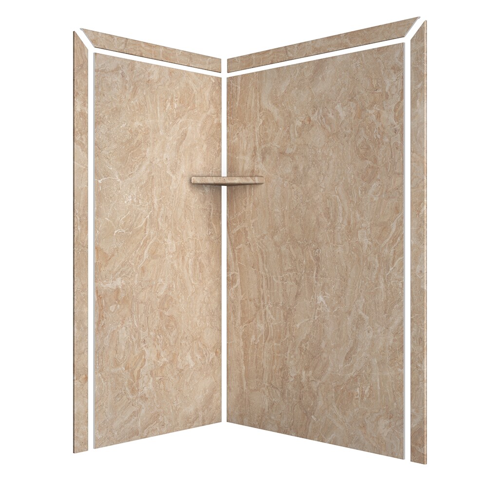 Panel de pared para esquina de ducha FlexStone Elegance 2 48 pulg. de ancho x 36 pulg. de profundidad x 80 pulg. de altura en marfil alaskano 2.0 - Pieza que se pega SSK48367821AI