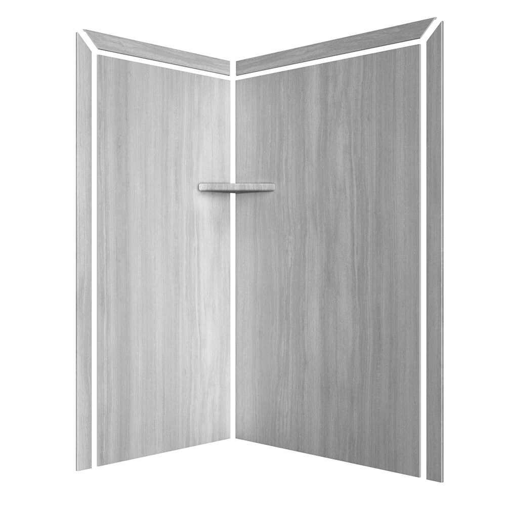 Panel de pared esquinero para ducha FlexStone Elegance 2 Silver Strata 2.0 de 48 pulgadas de ancho x 36 pulgadas de profundidad x 80 pulgadas de alto