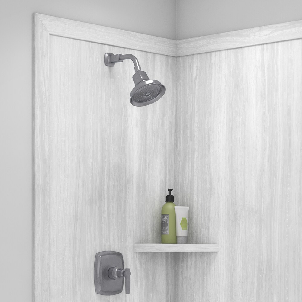 Panel de pared esquinero para ducha FlexStone Elegance 2 Silver Strata 2.0 de 48 pulgadas de ancho x 36 pulgadas de profundidad x 80 pulgadas de alto