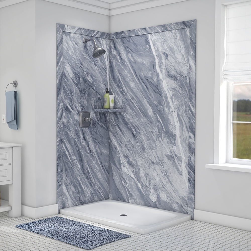 Panel de pared de esquina para regadera de dos piezas FlexStone Elegance 2 Beaumont 2.0 de 48 pulgadas de ancho x 36 pulgadas de profundidad x 80 pulgadas de alto
