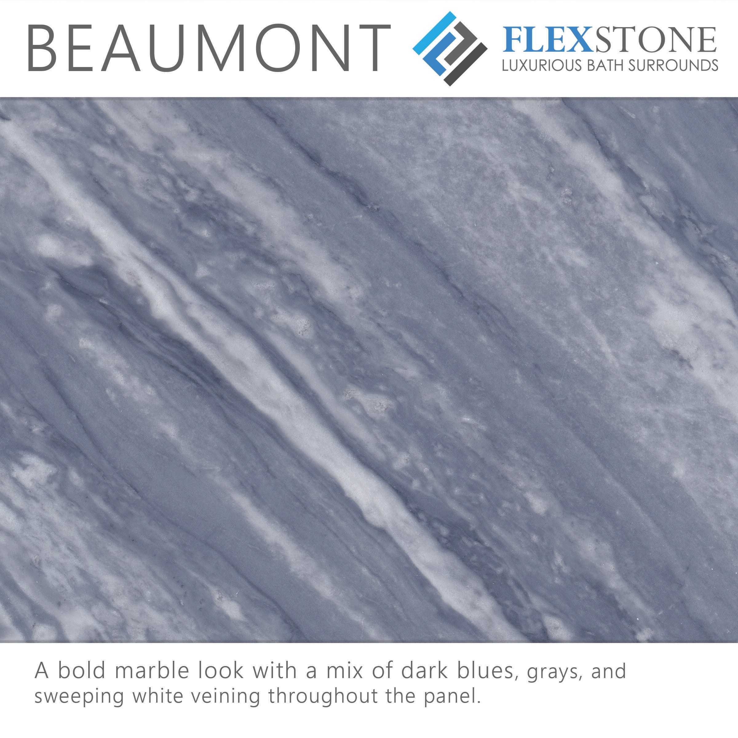 Panel de pared de esquina para regadera de dos piezas FlexStone Elegance 2 Beaumont 2.0 de 48 pulgadas de ancho x 36 pulgadas de profundidad x 80 pulgadas de alto