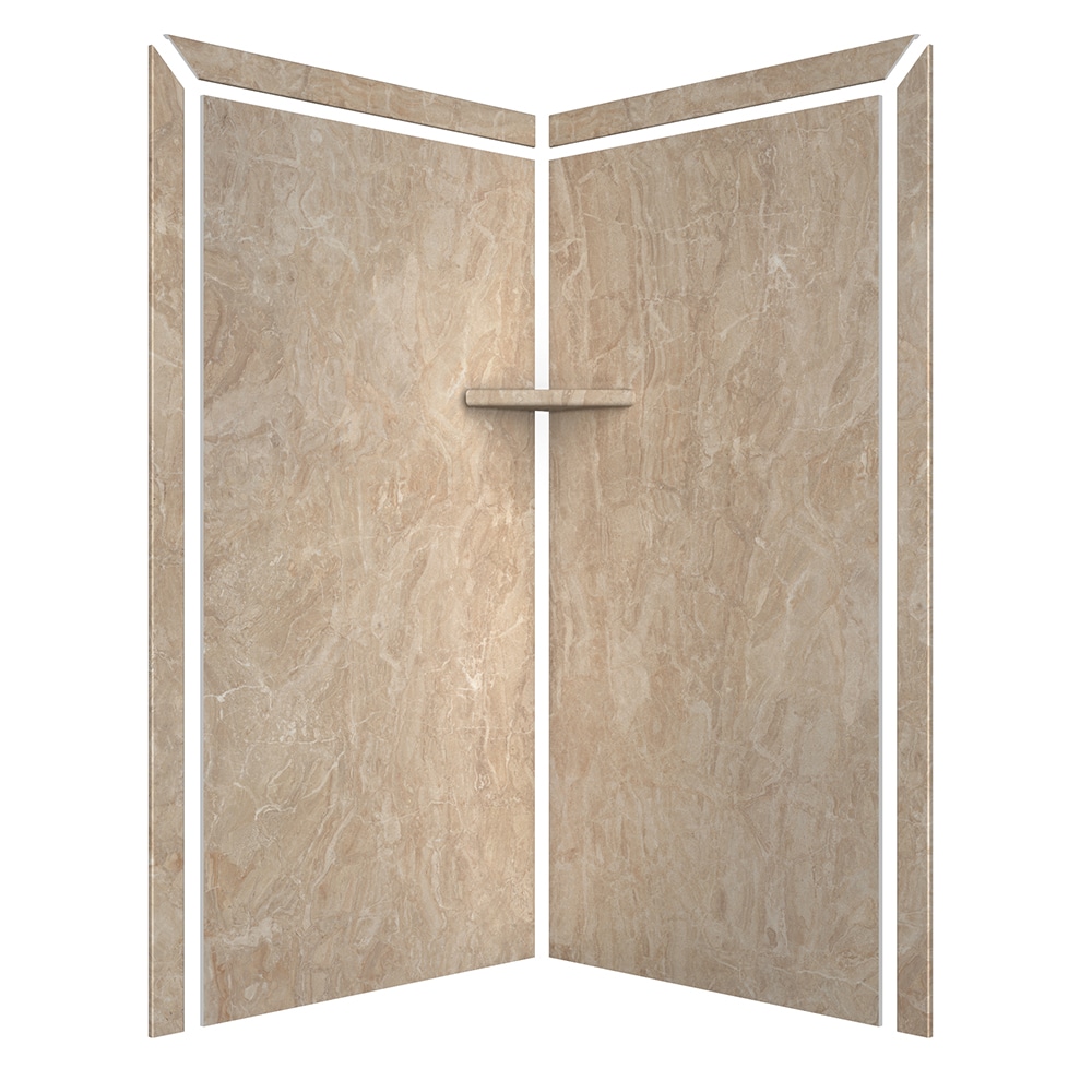 Panel de pared esquinero para ducha FlexStone Splendor 40 pulg. An x 40 pulg. Pr x 80 pulg. Alaskan Ivory 2.0 piezas.