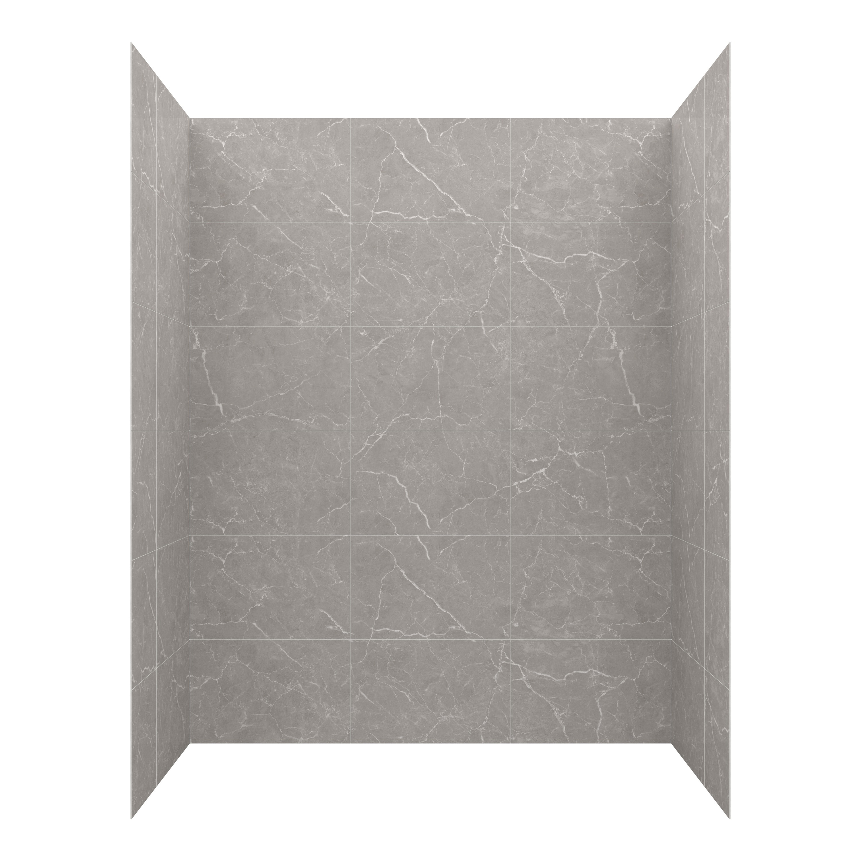 Recubrimiento de pared para ducha encastrable Jetcoat 60 pulgadas de ancho x 36 pulgadas de profundidad x 78 pulgadas de altura en color gris, 5 piezas.