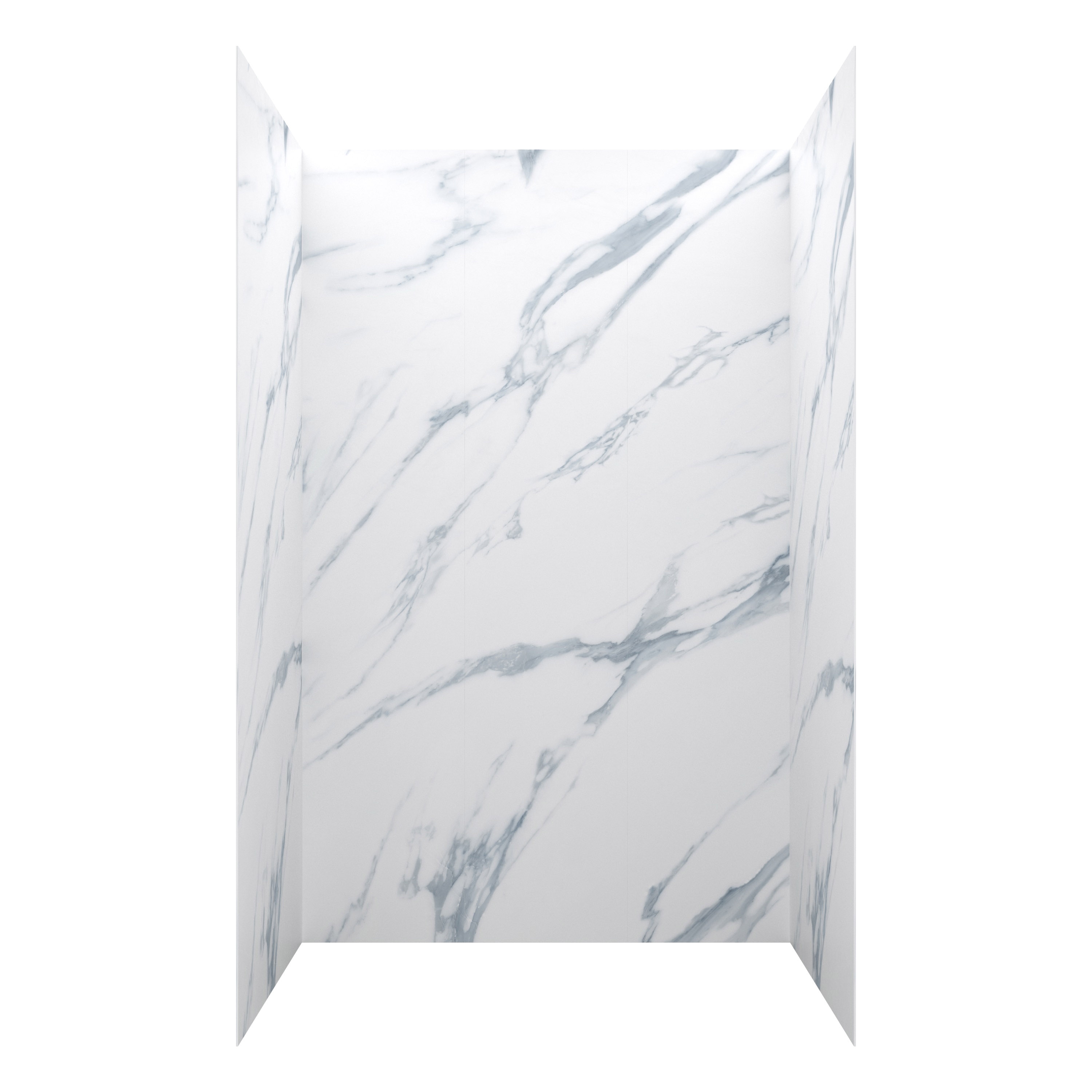 Kit de panel de ducha para cabina encolado de 5.0 piezas Jetcoat CRAFT + MAIN de 48 pulgadas de ancho x 34 pulgadas de profundidad x 78 pulgadas de altura en blanco Carrara