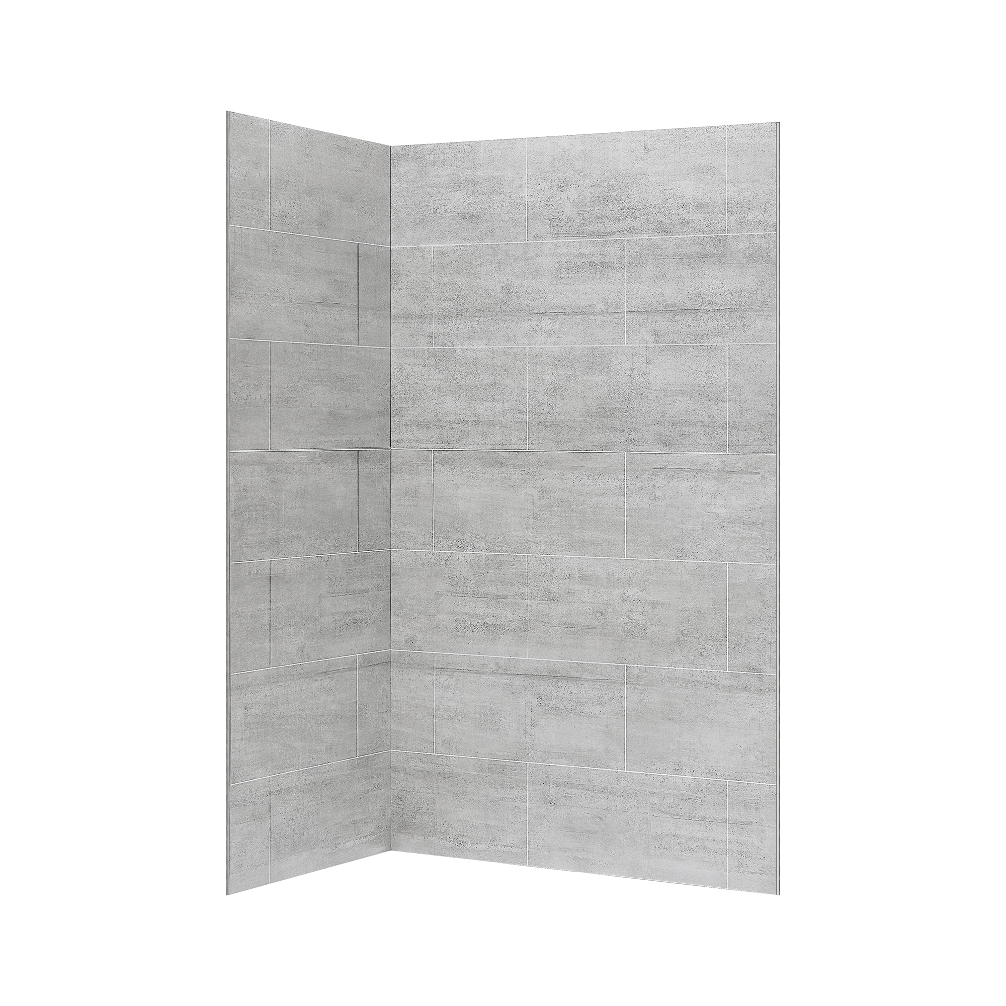Panel de esquina para pared de ducha de color gris claro de 48 pulgadas de ancho x 32 pulgadas de profundidad x 80 pulgadas de alto de 2.0 piezas de OVE Decors - Modelo 15SAP-MISC48-GRY