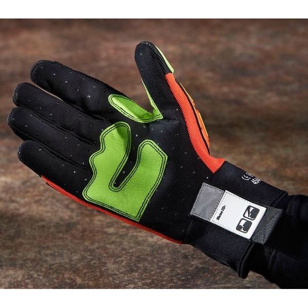 Guantes de alto impacto resistentes a cortes Hexarmor Hi-Vis, Nivel de corte A8, Negro/Naranja, M - 4021X-M (8)