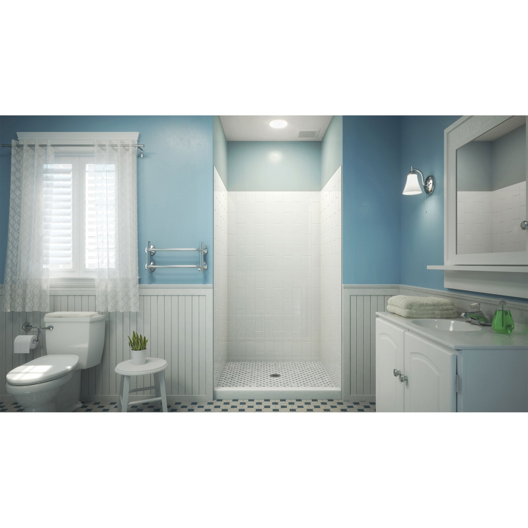 Kit de panel de ducha empotrable DreamLine QWALL-VS blanco de 3.0 piezas 36 pulgadas de ancho x 42 pulgadas de profundidad x 76 pulgadas de alto SHBW-1536760-00