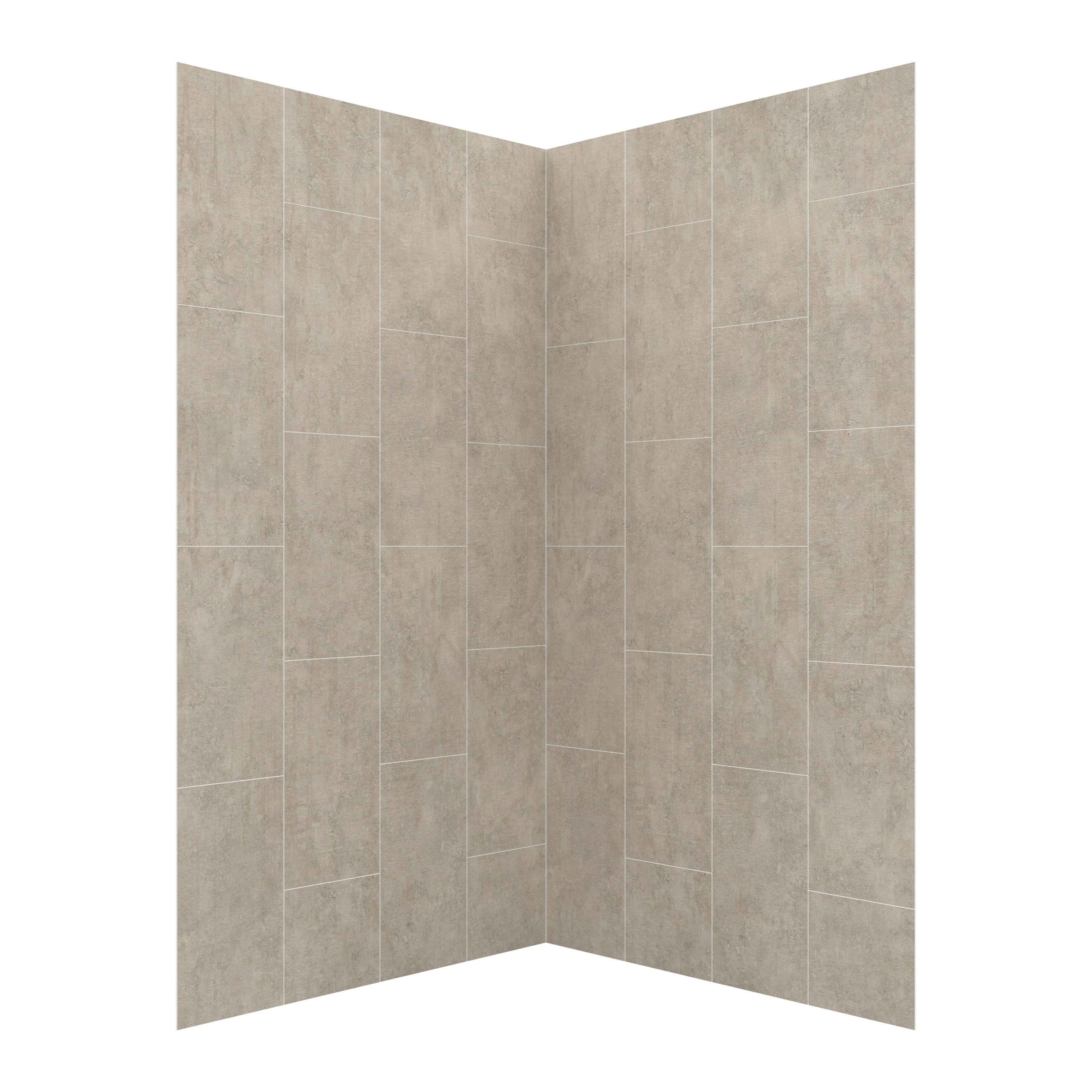 Panel de pared para esquina de ducha con adhesivo de 2 piezas Jetcoat 42 pulgadas W x 42 pulgadas D x 78 pulgadas H Shale 2.0 de CRAFT + MAIN