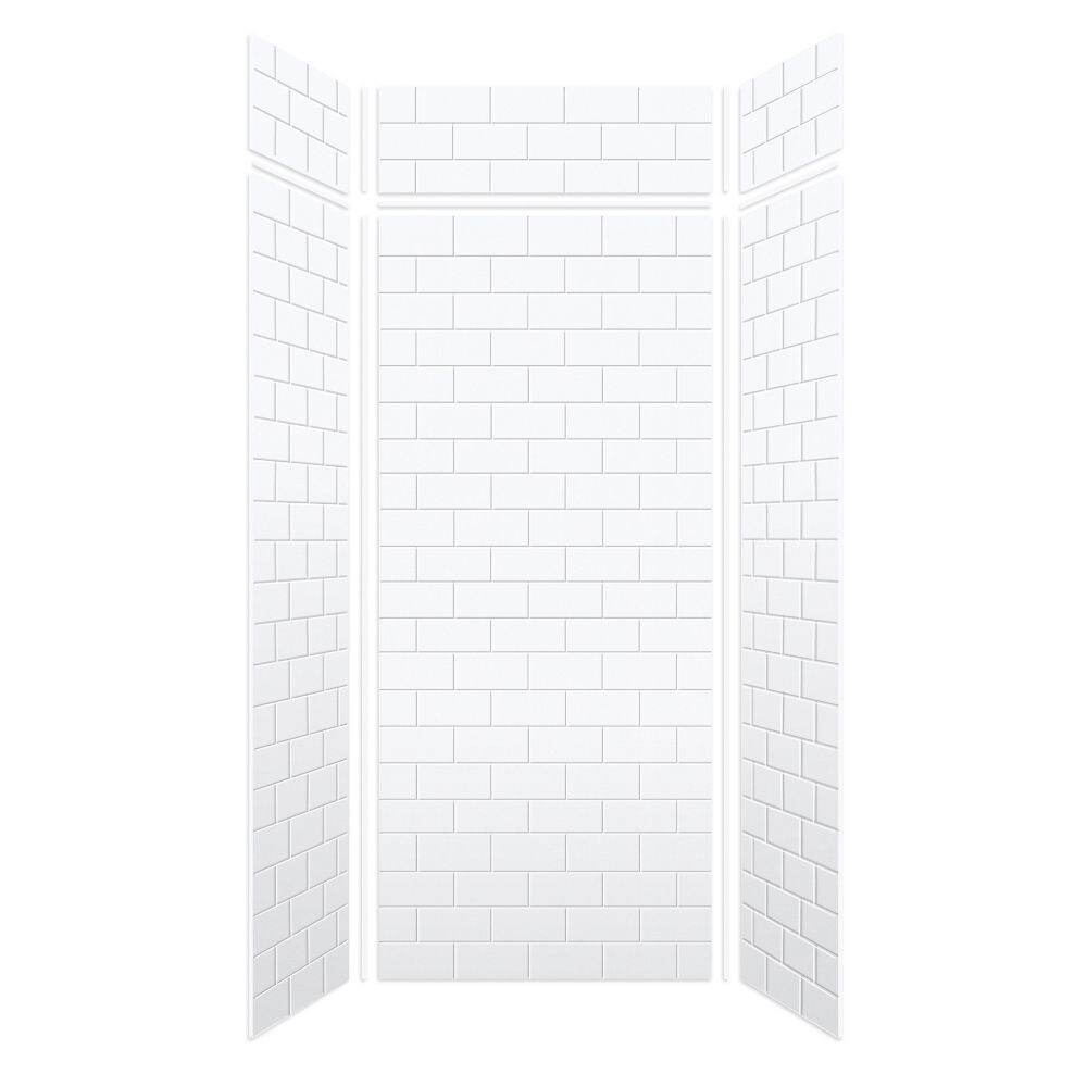 Kit de panel de ducha encastrado de tres piezas en blanco de 36 pulgadas de ancho x 36 pulgadas de profundidad x 96 pulgadas de alto Transolid Saramar Velvet SWKX36368412-21