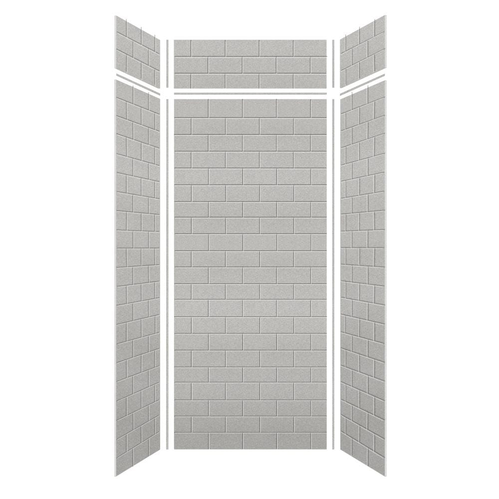 Kit de panel de ducha encastrable para alcoba Transolid Saramar Velvet gris playa de 3.0 piezas de 36 pulgadas de ancho x 36 pulgadas de profundidad x 96 pulgadas de altura SWKX36368412-27
