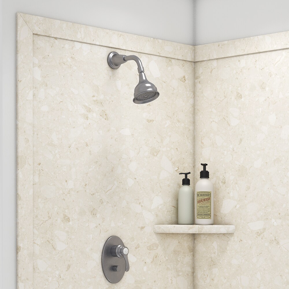 Panel de pared de esquina para ducha Calabria 2.0 de FlexStone Splendor de 40 pulgadas de ancho x 40 pulgadas de profundidad x 80 pulgadas de altura