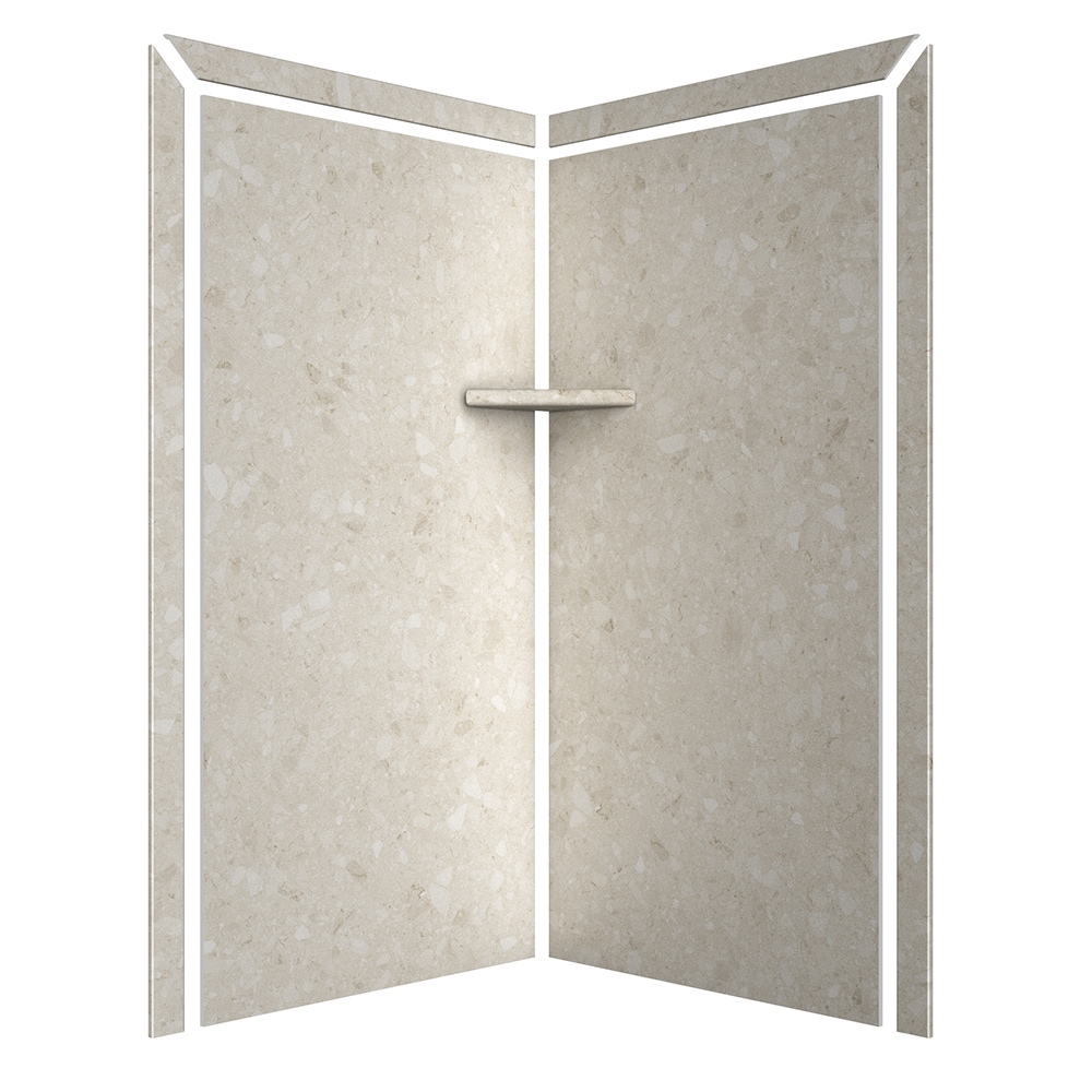 Panel de pared de esquina para ducha Calabria 2.0 de FlexStone Splendor de 40 pulgadas de ancho x 40 pulgadas de profundidad x 80 pulgadas de altura