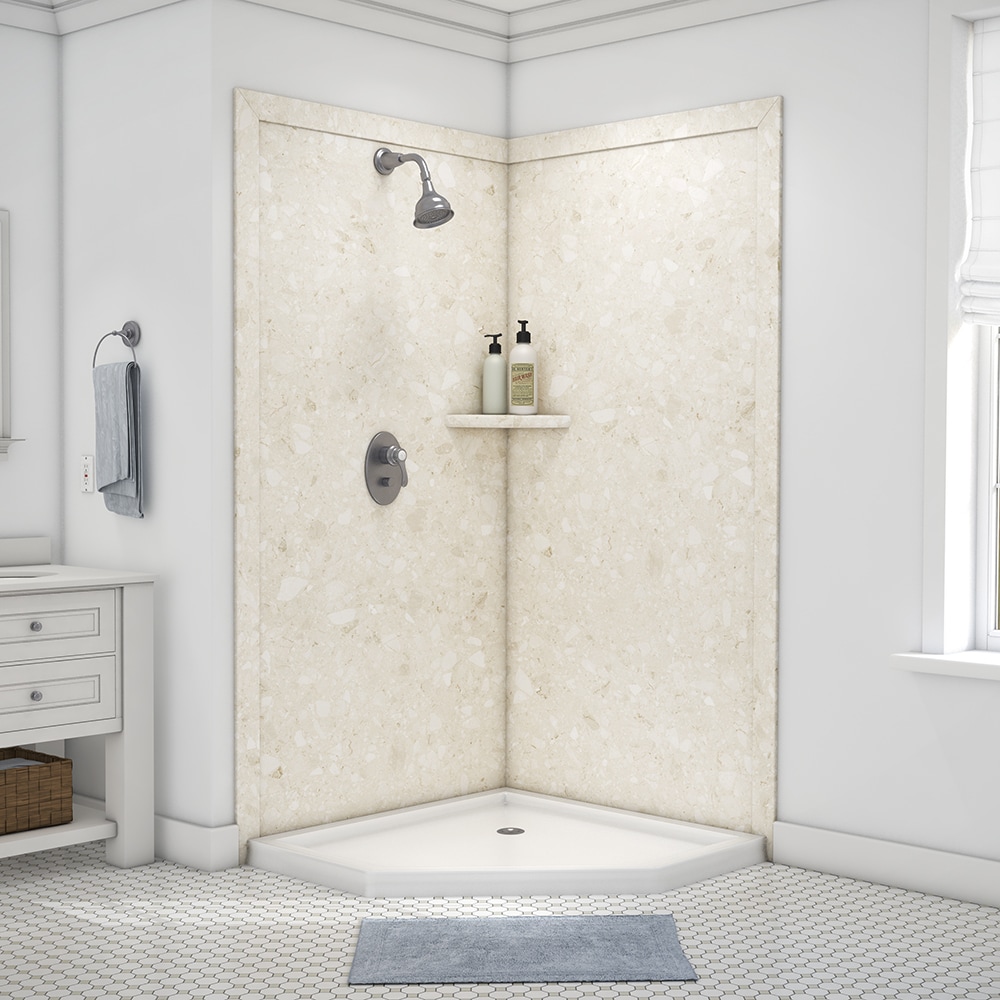 Panel de pared de esquina para ducha Calabria 2.0 de FlexStone Splendor de 40 pulgadas de ancho x 40 pulgadas de profundidad x 80 pulgadas de altura