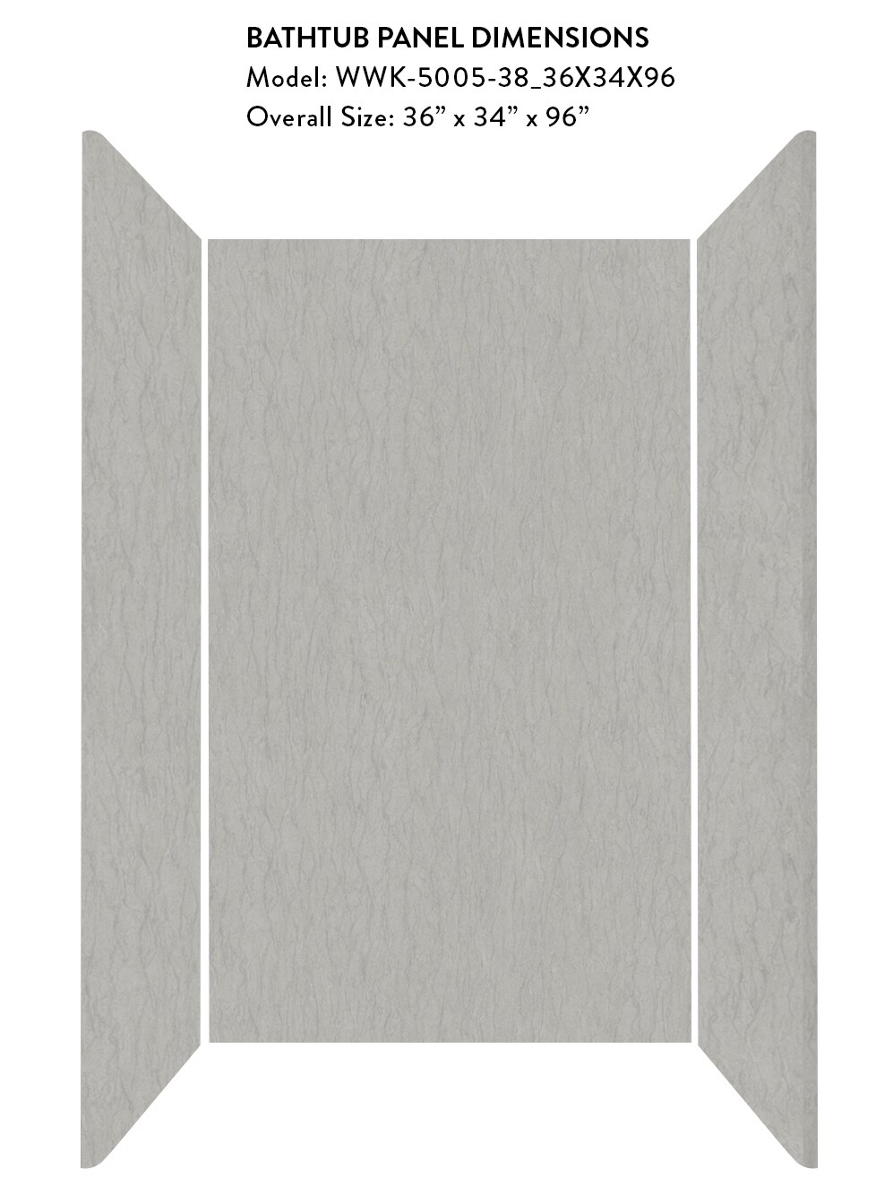 Kit de Panel de Ducha en Alcoba de 3 Piezas Spanish Sands Wetwall Wilsonart de 36 pulgadas de ancho x 34 pulgadas de profundidad x 96 pulgadas de altura WWK50053836X34X96