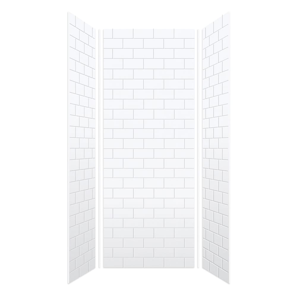 Kit de panel de ducha encolado de alcoba de 3.0 piezas blanco Transolid SaraMar de 36 pulgadas de ancho x 36 pulgadas de profundidad x 96 pulgadas de altura SWK363696-21