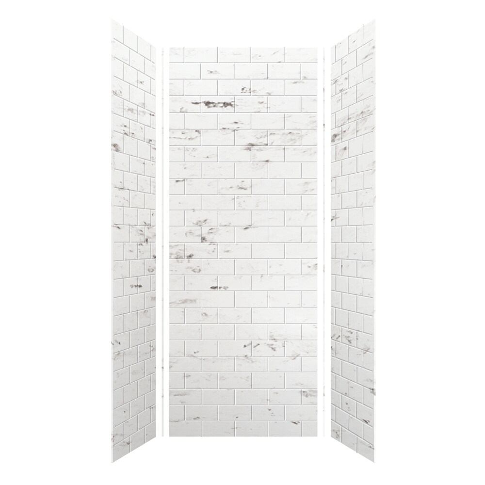 Kit de panel de ducha Transolid SaraMar de 36 pulgadas de ancho x 36 pulgadas de profundidad x 96 pulgadas de alto en color blanco Venito 3.0 para instalación con pegamento en el alcoba SWK363696-47.