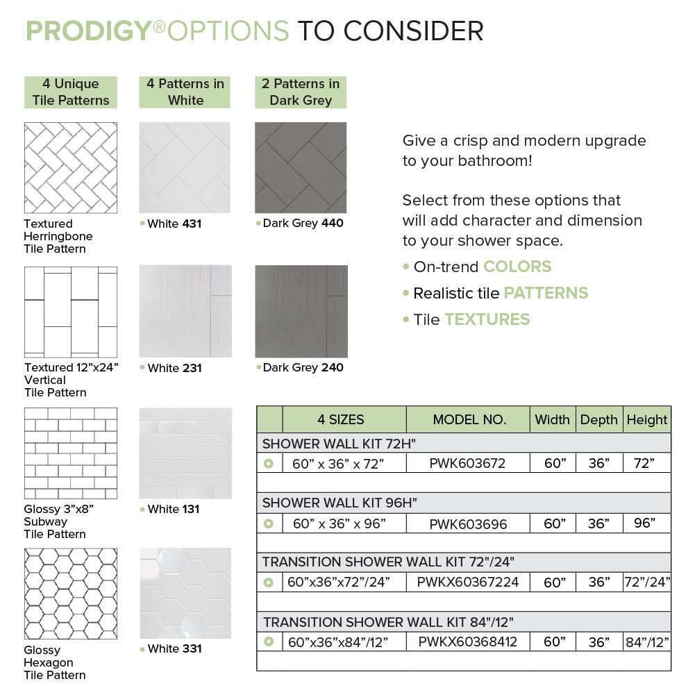 Kit de panel de ducha empotrado Transolid Prodigy de 60 pulgadas de ancho x 36 pulgadas de profundidad x 72 pulgadas de altura en color gris oscuro/vertical 3.0 -Pieza PWK603672-240