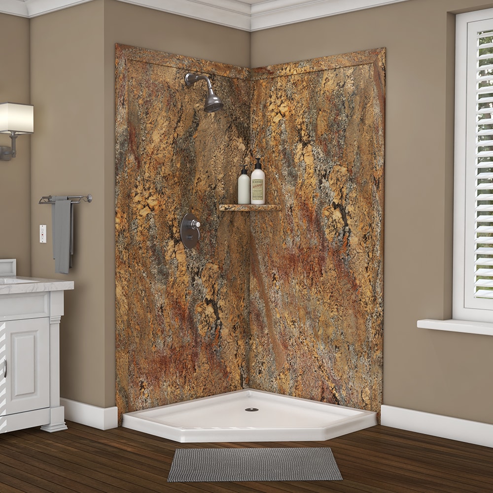 Panel de esquina para pared de ducha FlexStone Splendor 40 pulgadas de ancho x 40 pulgadas de profundidad x 80 pulgadas de altura en Crema Bordeaux 2.0, para pegar - Pieza SSK40407821CB